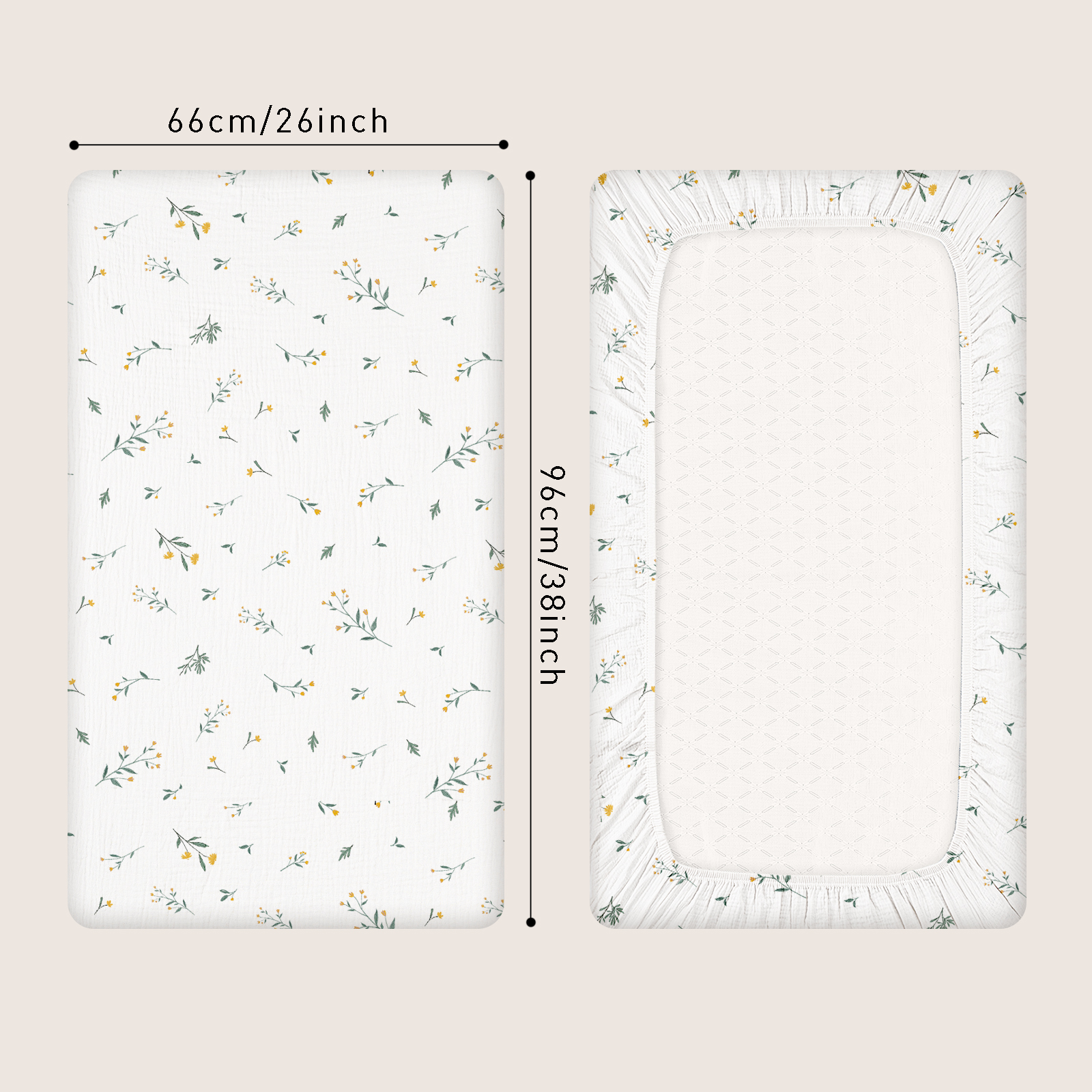 Leafy Green  | Muslin Bassinet Sheets 3-Pack | 38''*26''