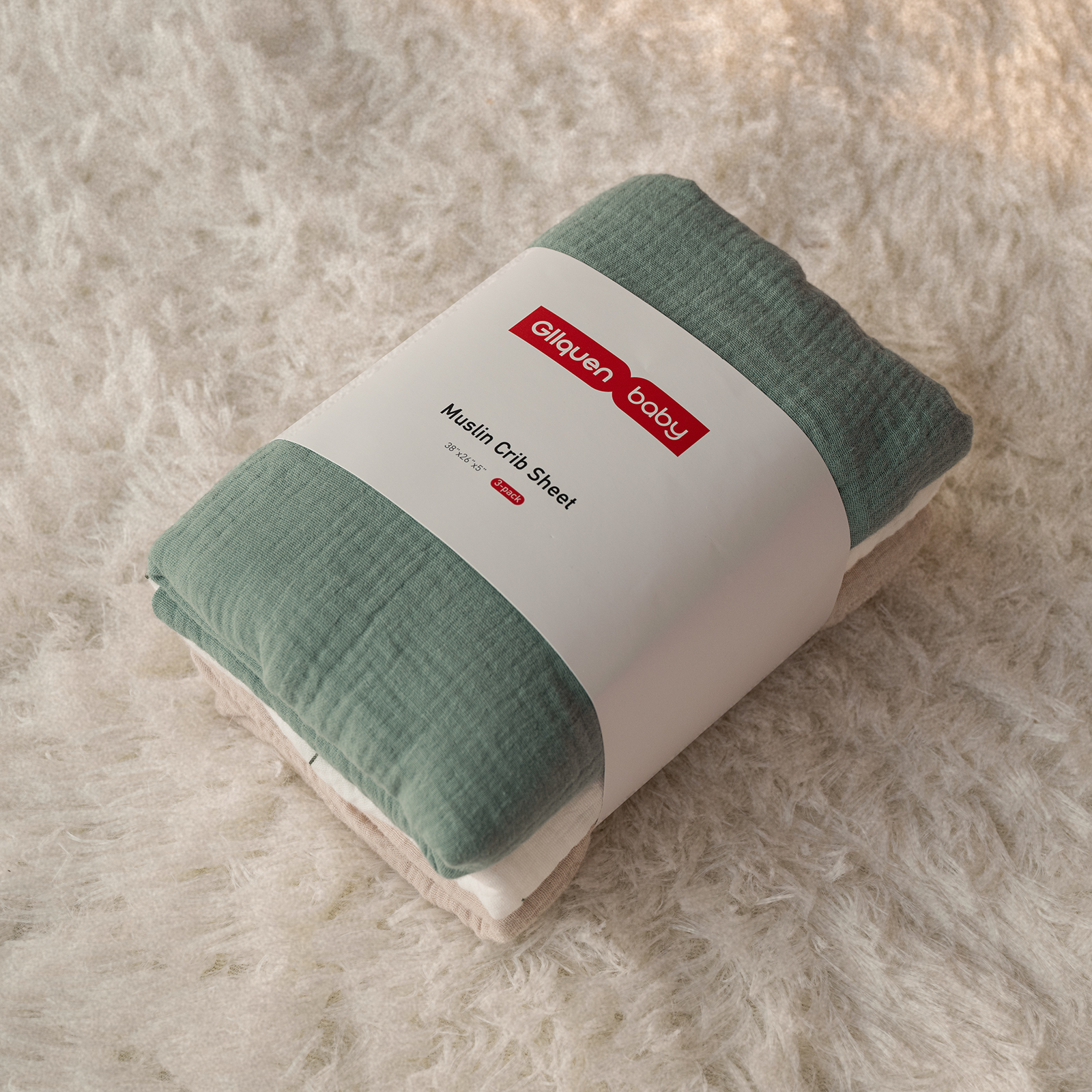 Leafy Green  | Muslin Bassinet Sheets 3-Pack | 38''*26''