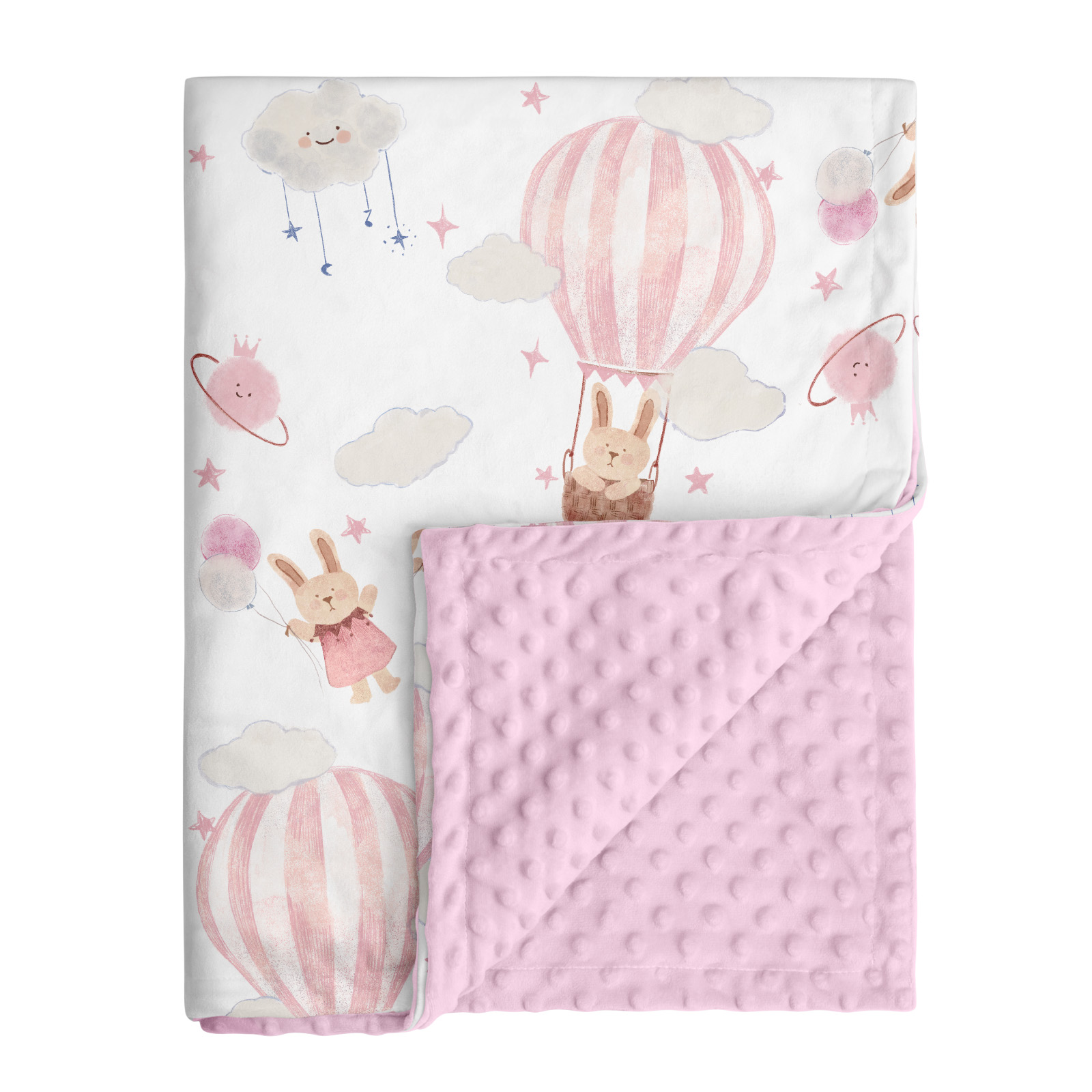Bunny's Dreamy Flight | Fleece Plush Dot Blanket | 30''*40''