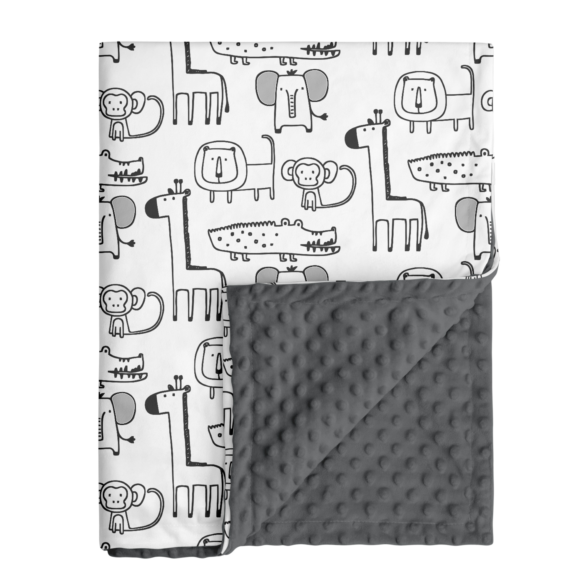 Gray Jungle Animals | Fleece Plush Dot Blanket | 30''*40''