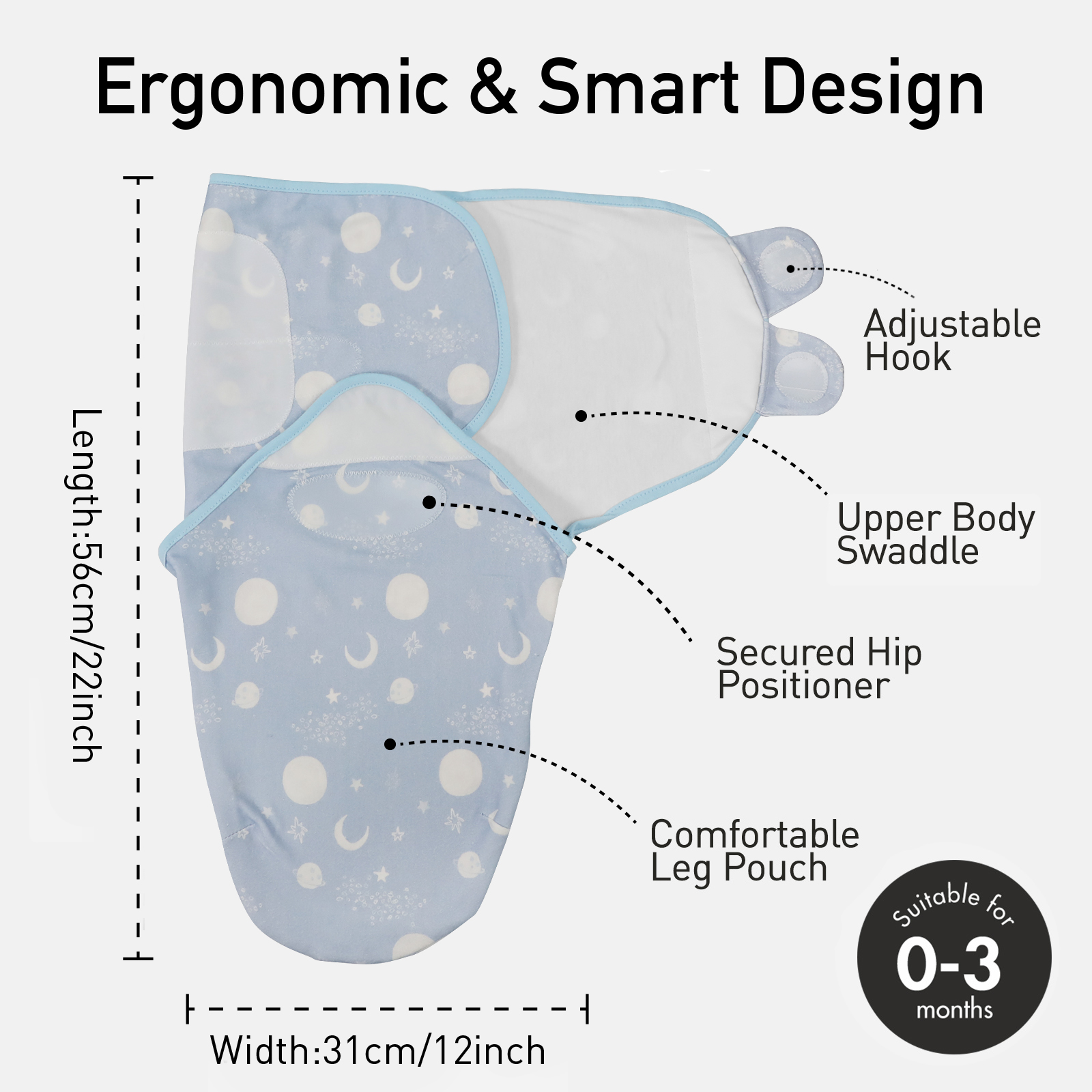 Astronaut | Gllquen baby Swaddle 0-3 Months 3 Pack