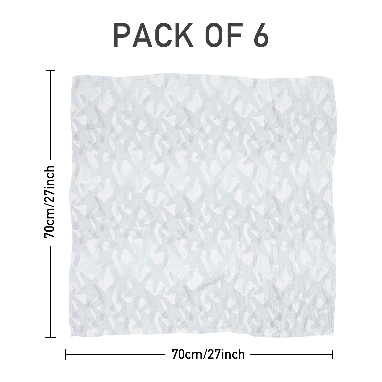 Muslin Swaddle Blankets 6-Pack, 27 X 27" - Dolphin