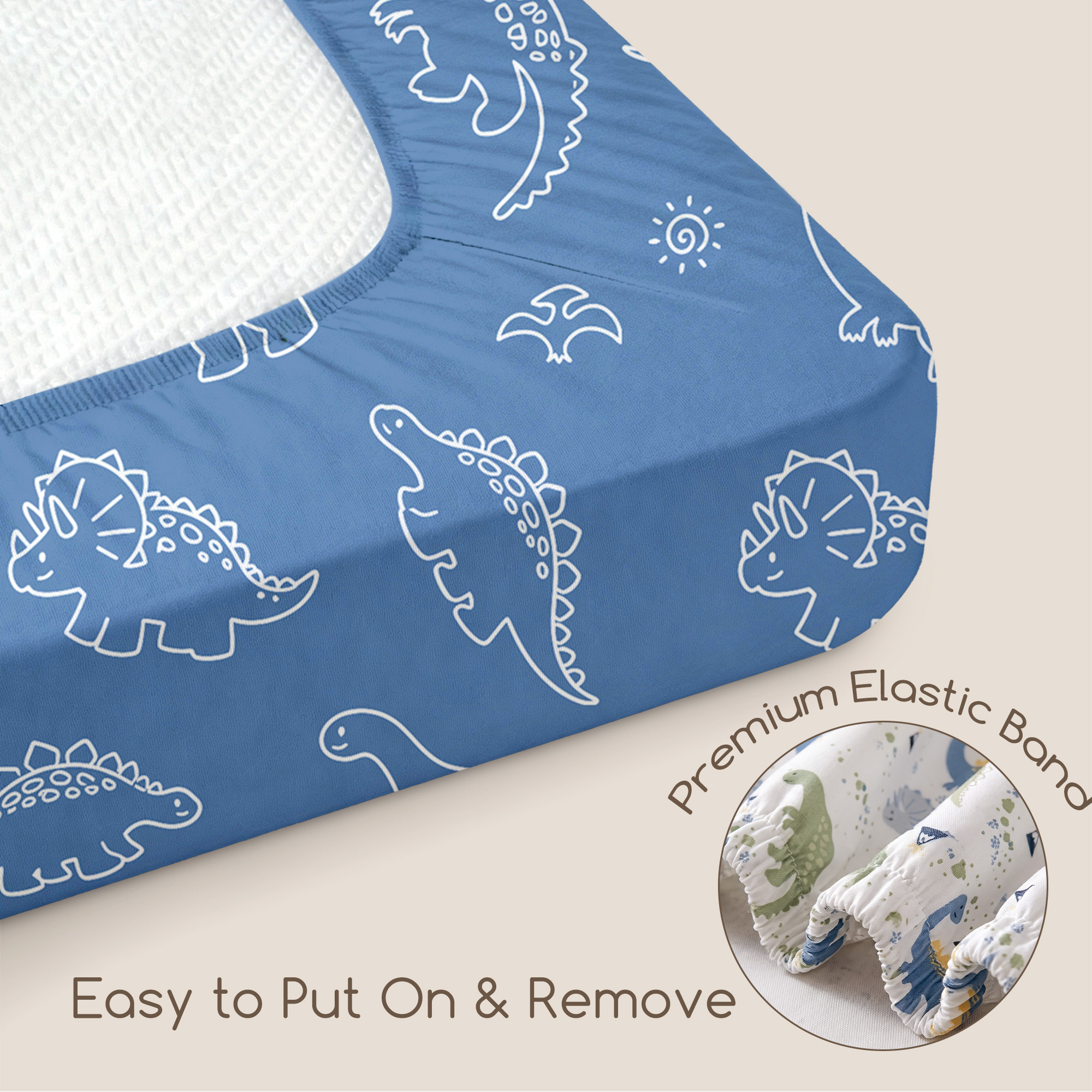 Blue Dino Explorer | Soft Microfiber Baby Crib Sheets 3 Pack