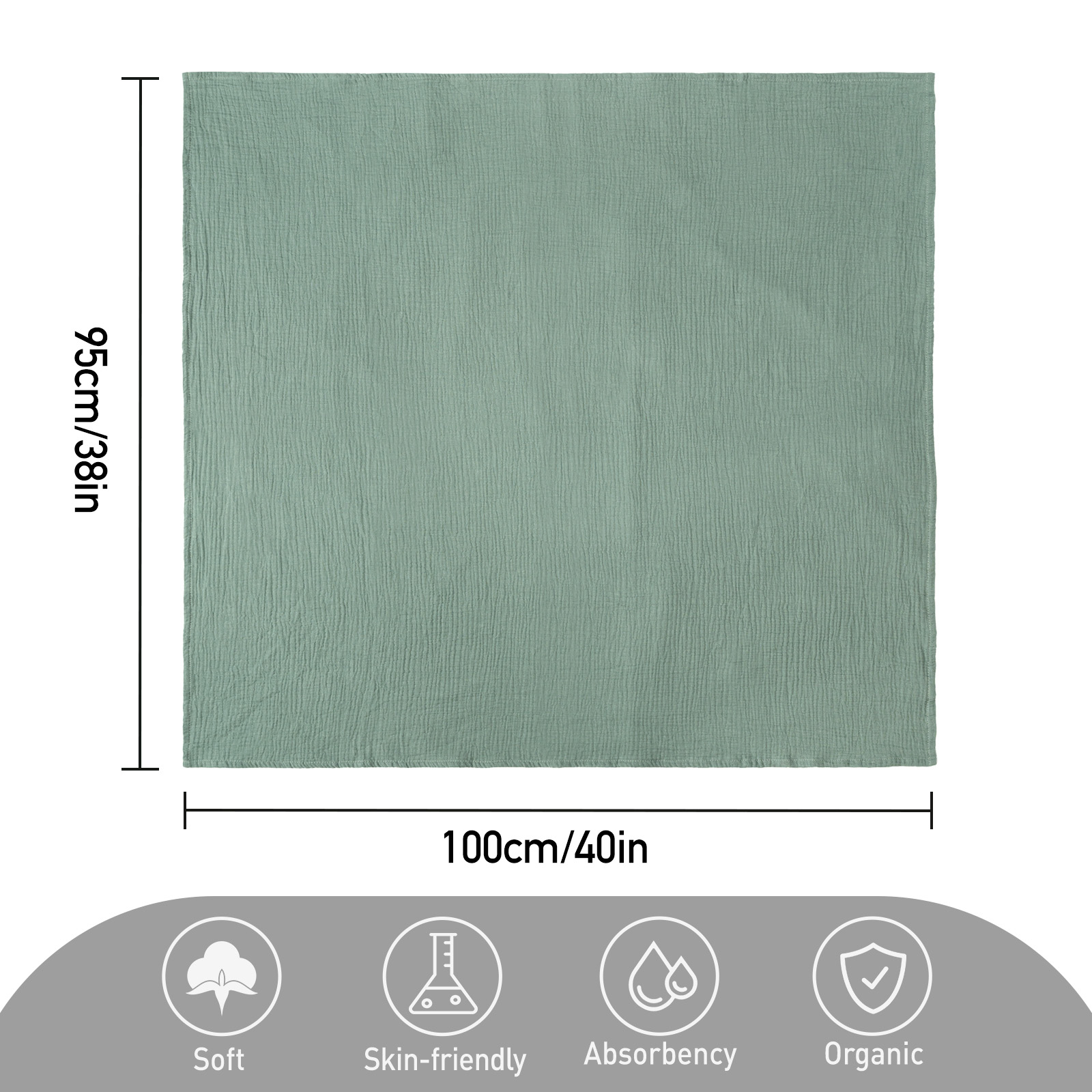 Muslin Swaddle Blankets 4-Pack, 38"x40" - Bud