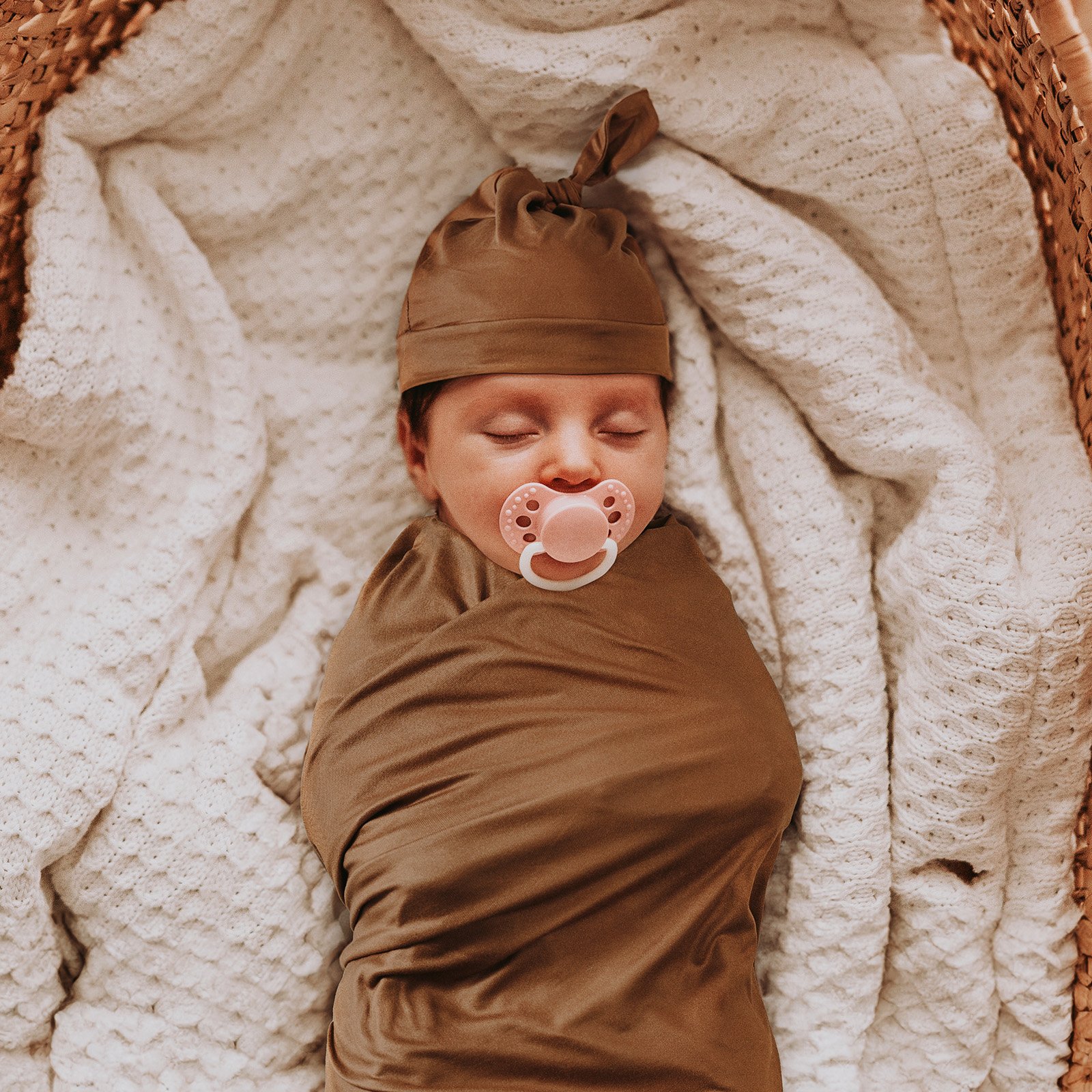 Coffee | Baby Swaddle and Hat Set | 33.5*43inch