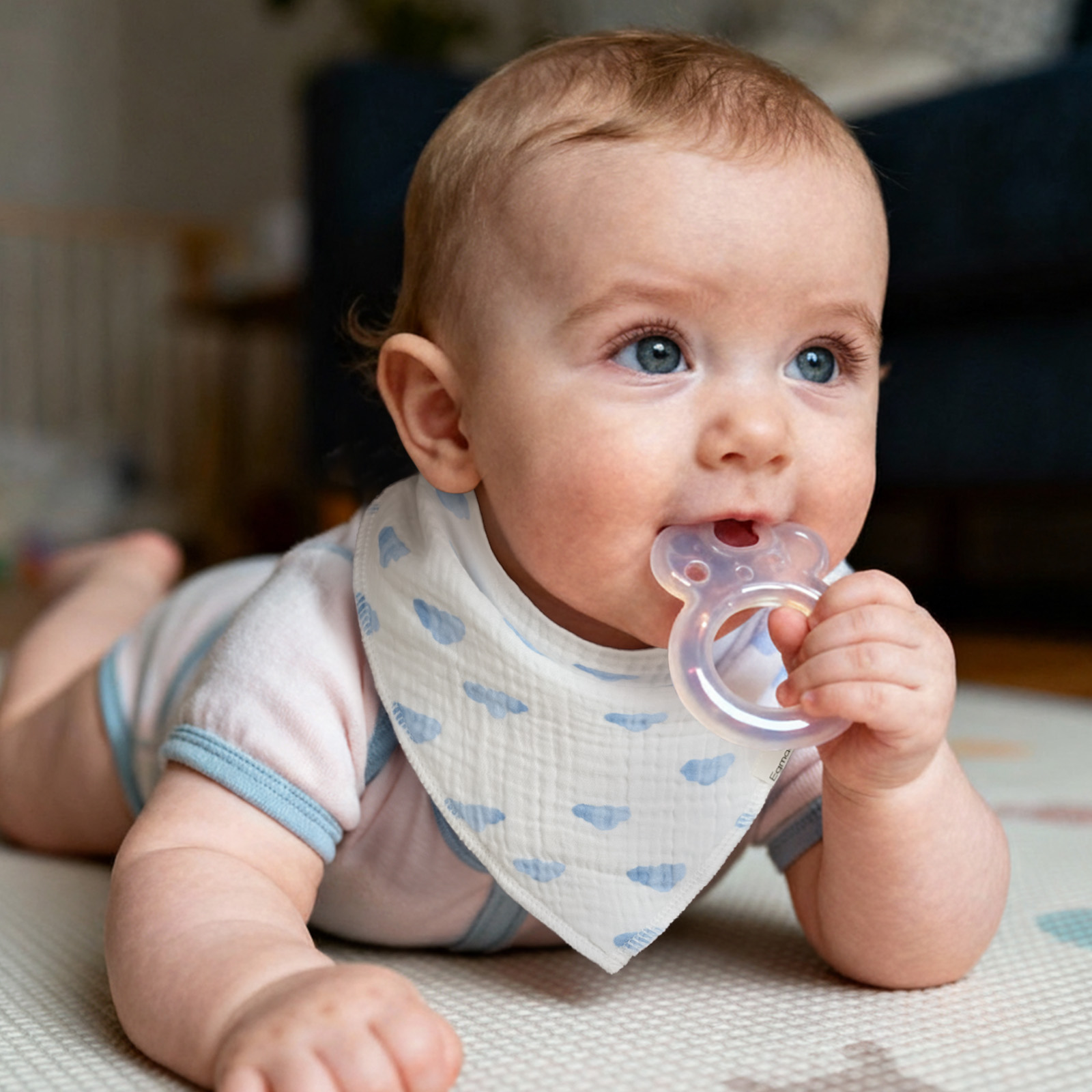 Blue Ride to the Jurassic | Soft & Absorbent Muslin Bandana Bibs 10 Pack