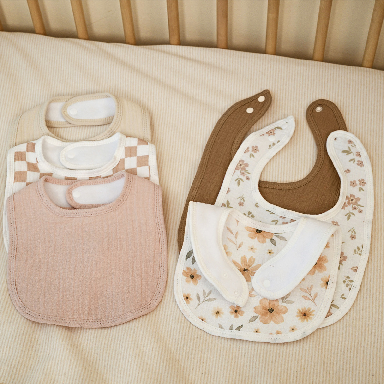 Autumn Flora | baby muslin bibs 6 pack | 0-36 months