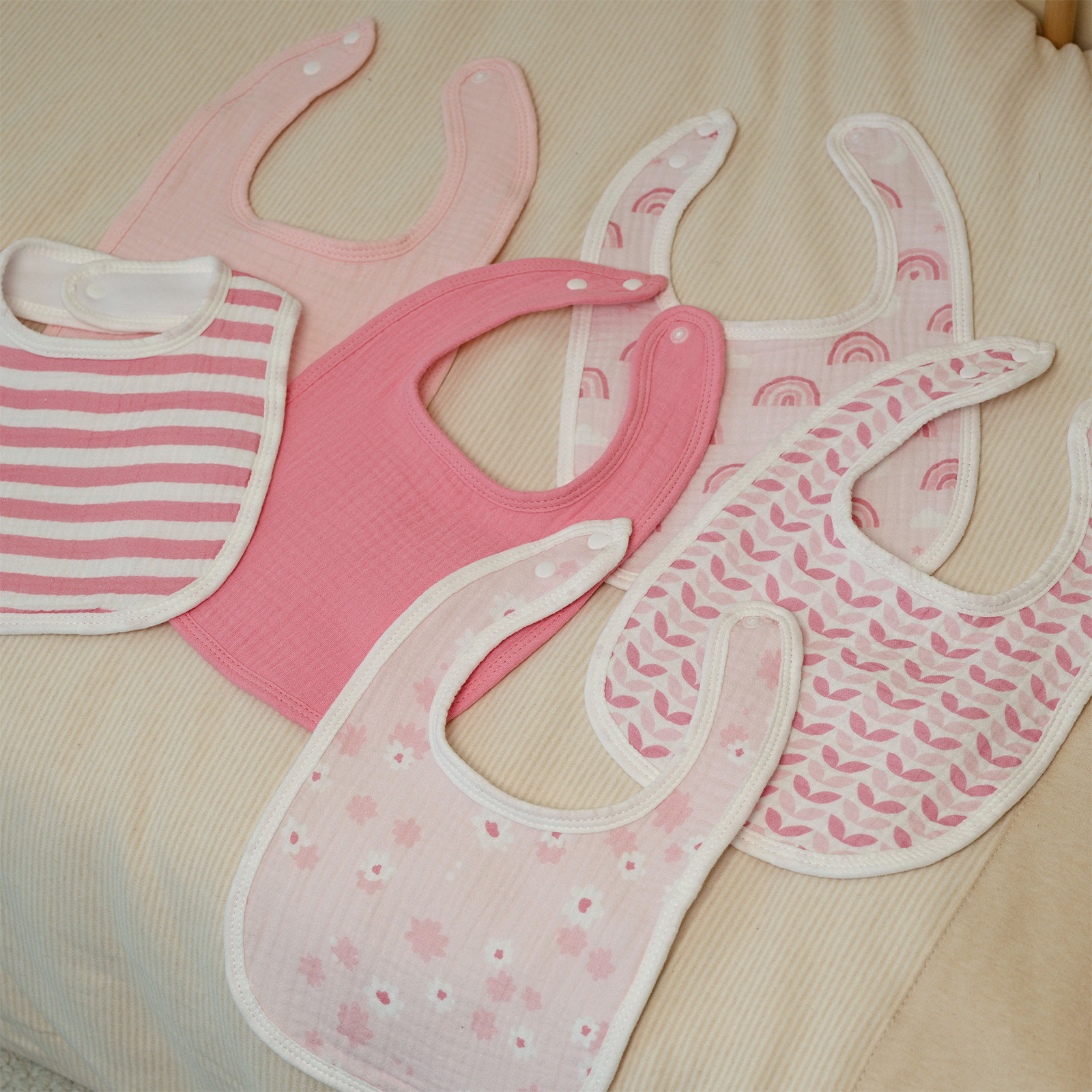Rosie Rainbow | baby muslin bibs 6 pack | 0-36 months