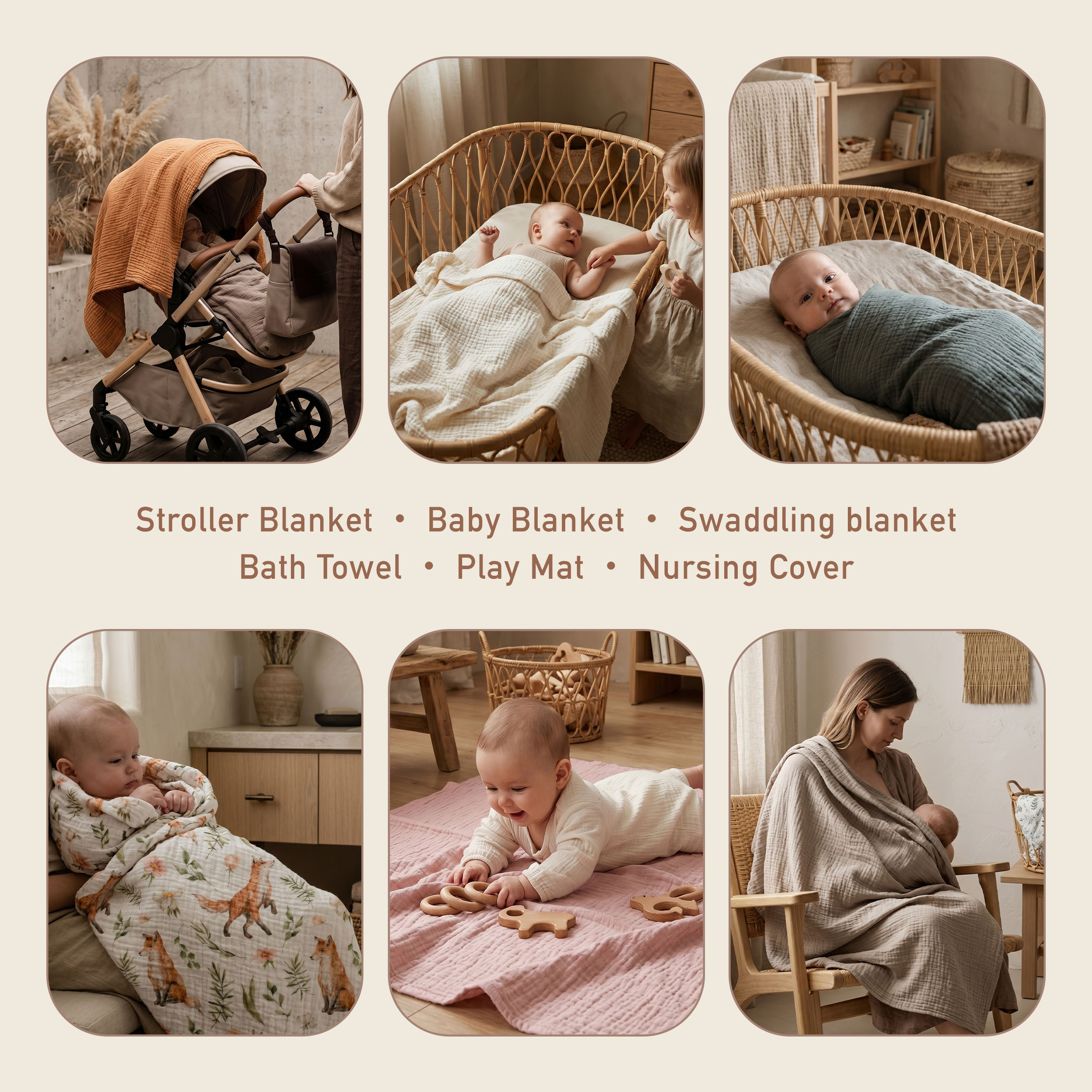Muslin Swaddle Blankets 4-Pack | 38"x40" | Blush Sweet  Dream