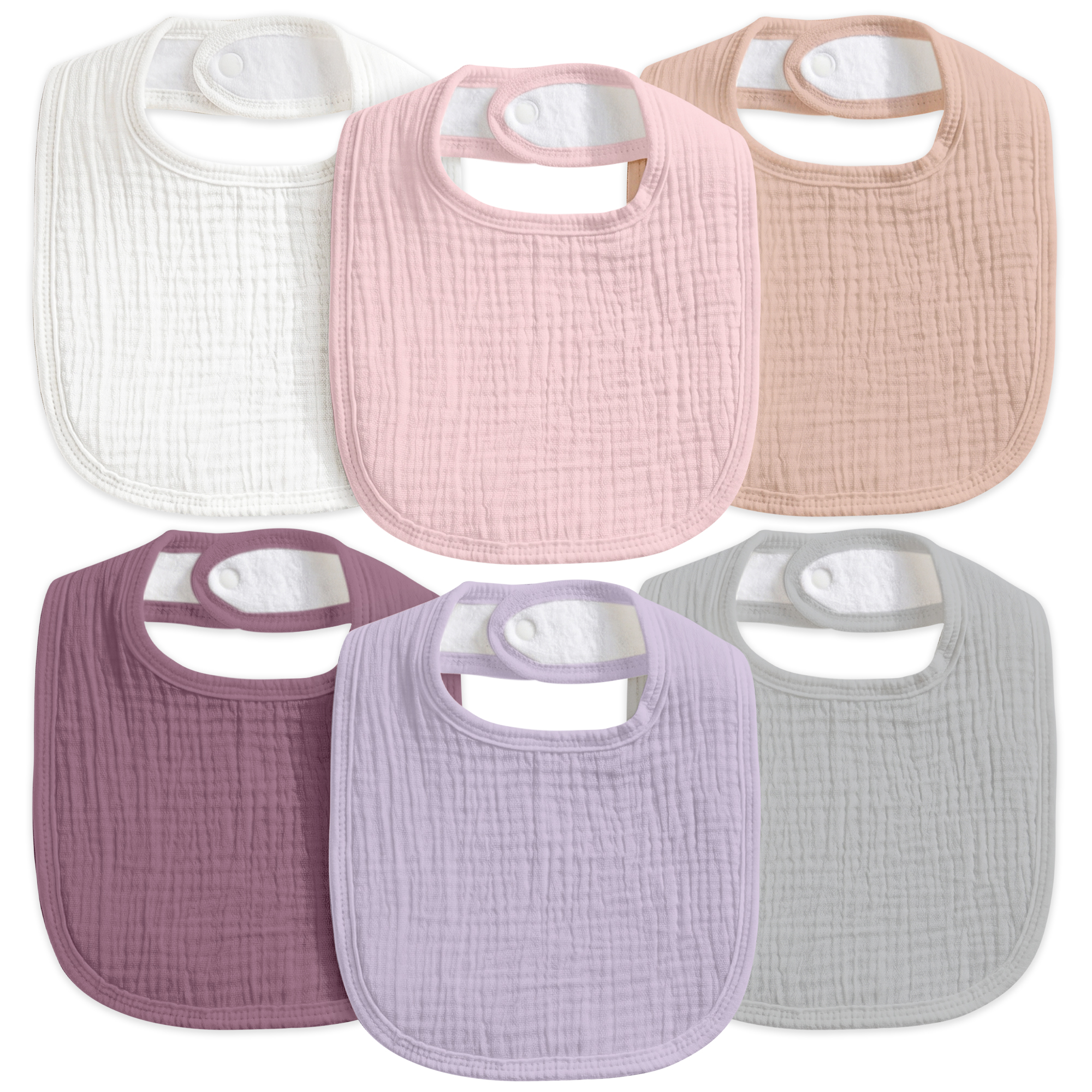 Misty Plum Palette | Baby Muslin Bibs 6 Pack | 0-36 Months