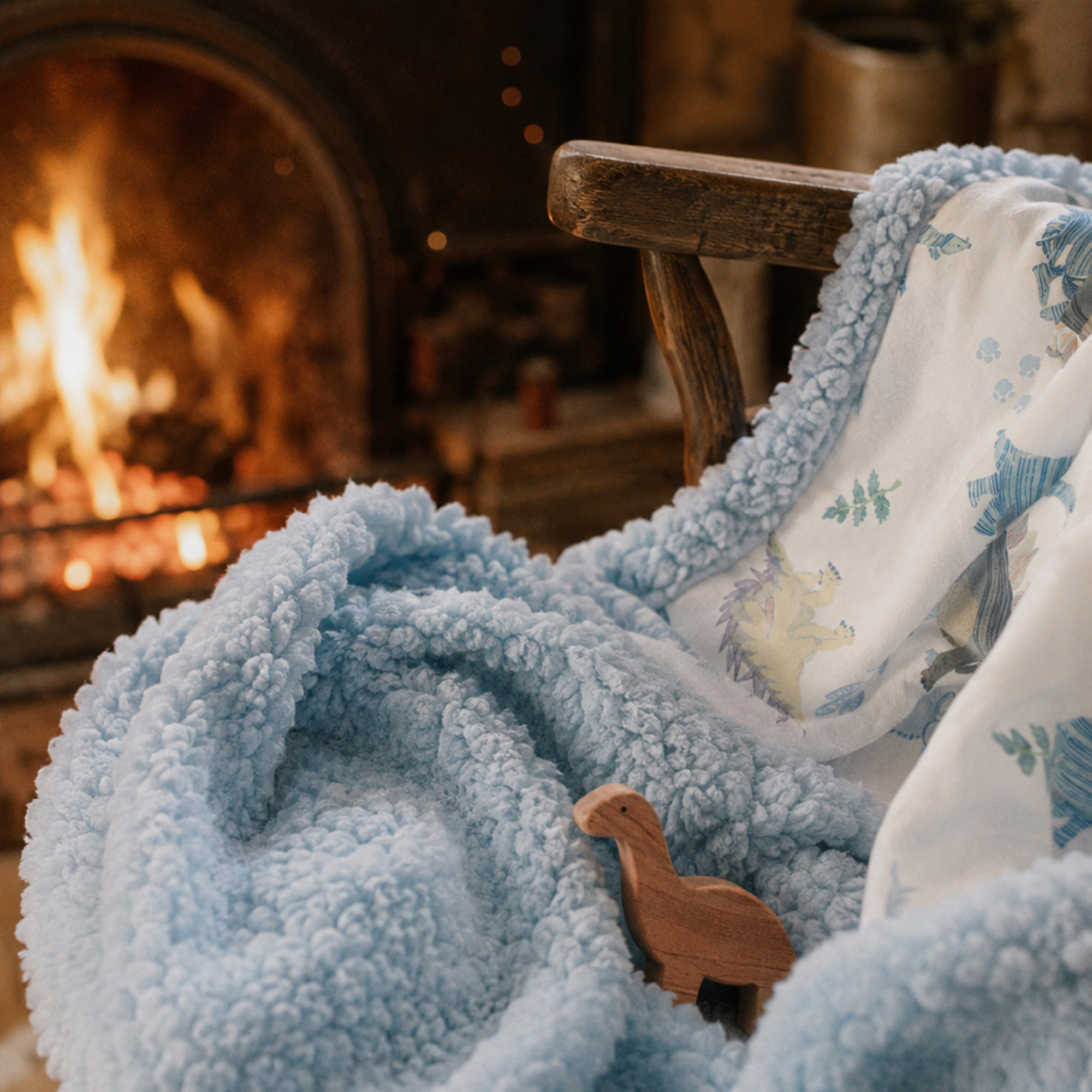 Blue Dino World | plush baby blanket | 30''*36''