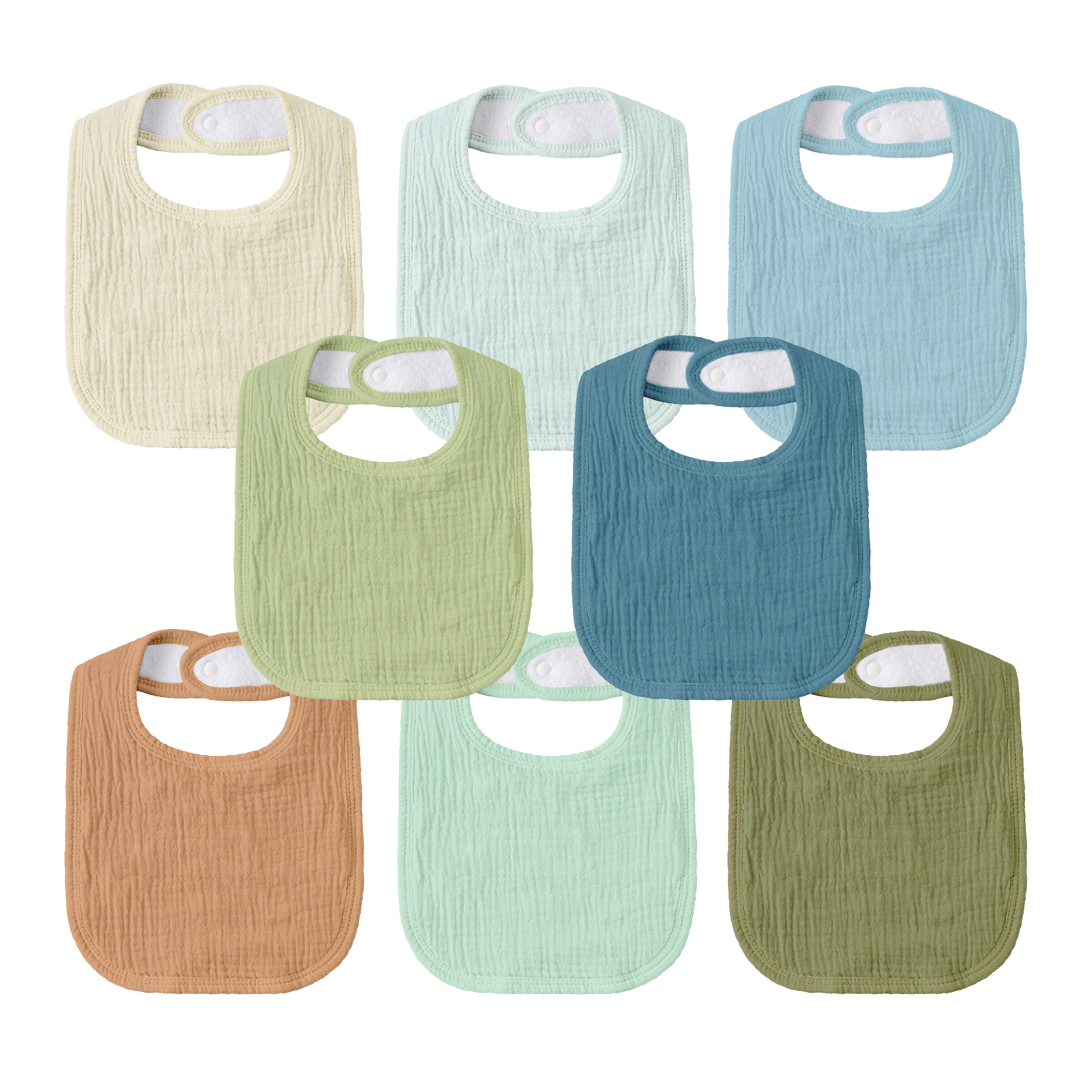 Earthy Sage Solid | baby muslin bibs 8 pack | 0-36 months