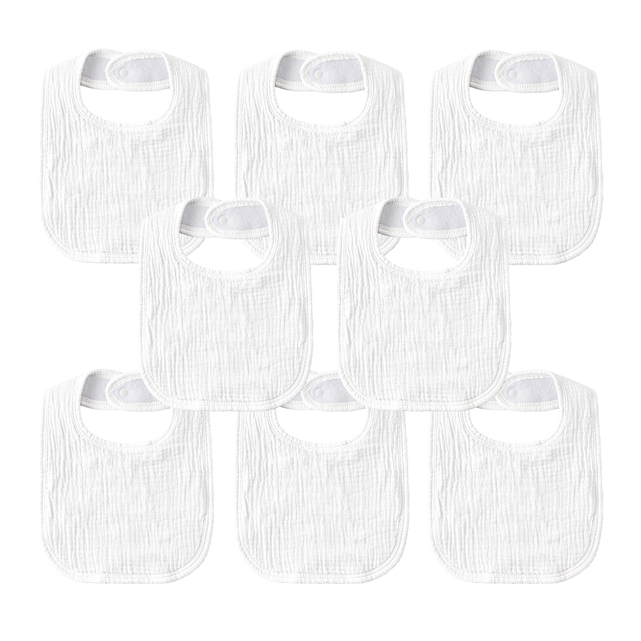Natural White Solid | baby muslin bibs 8 pack | 0-36 months