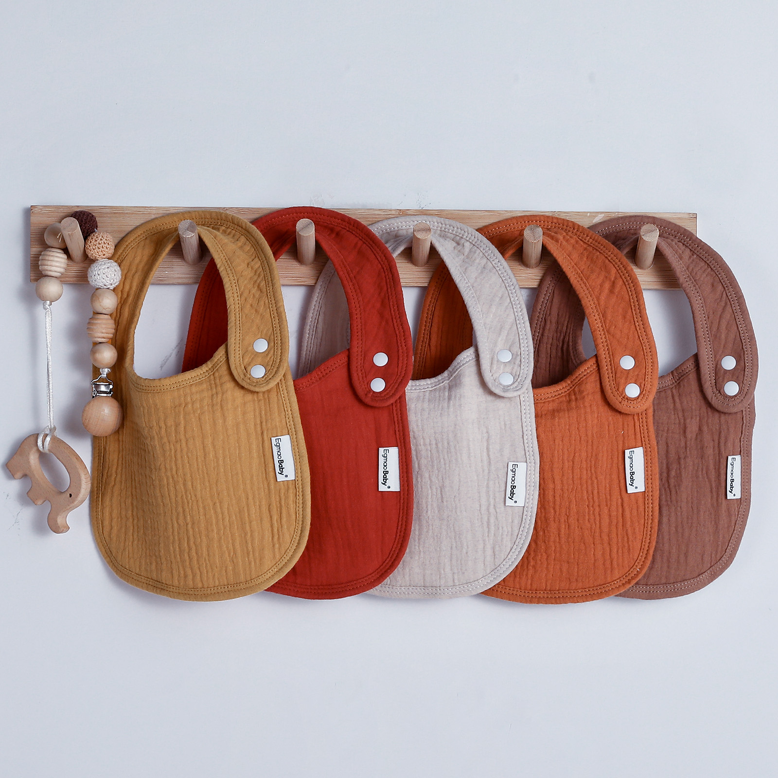 Umber | Organic Cotton Bandana Bibs 5 Pack | 0-36 months
