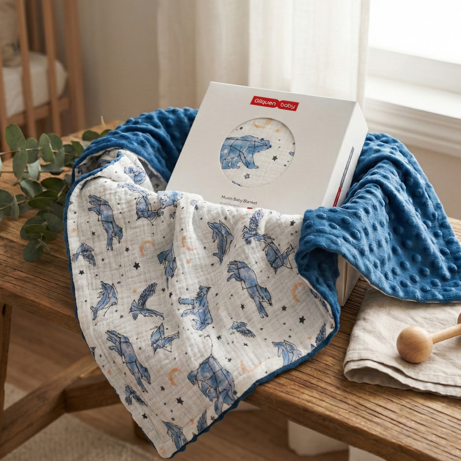 Star | Muslin and Fleece Plush Dot Blanket | 30''*40''