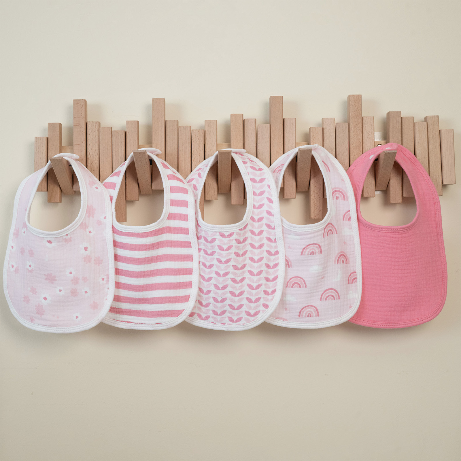 Rosie Rainbow | baby muslin bibs 6 pack | 0-36 months