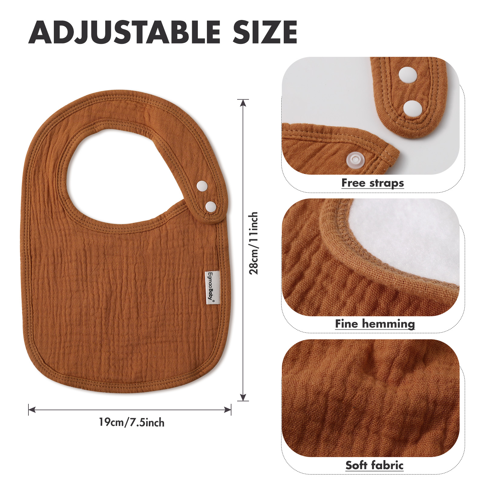 Umber | Organic Cotton Bandana Bibs 5 Pack | 0-36 months