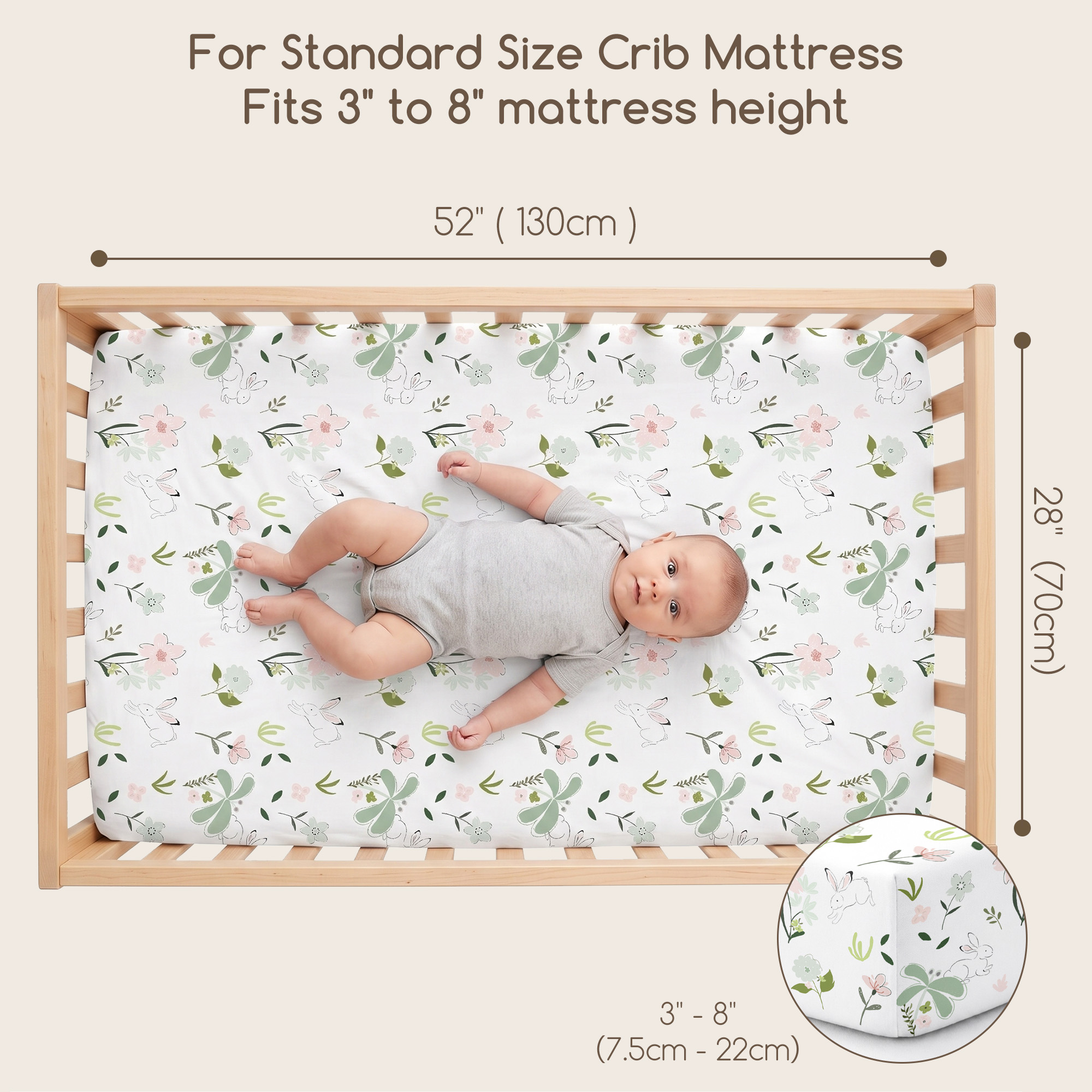 Bunny Bloom Garden | Soft Microfiber Baby Crib Sheets 3 Pack