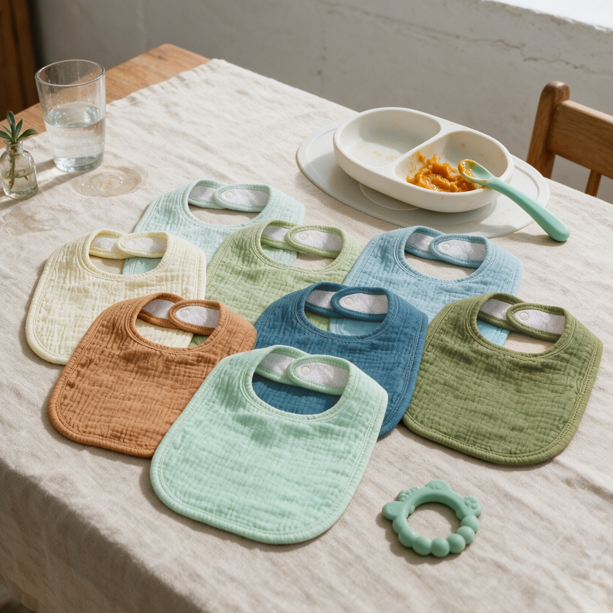 Earthy Sage Solid | baby muslin bibs 8 pack | 0-36 months
