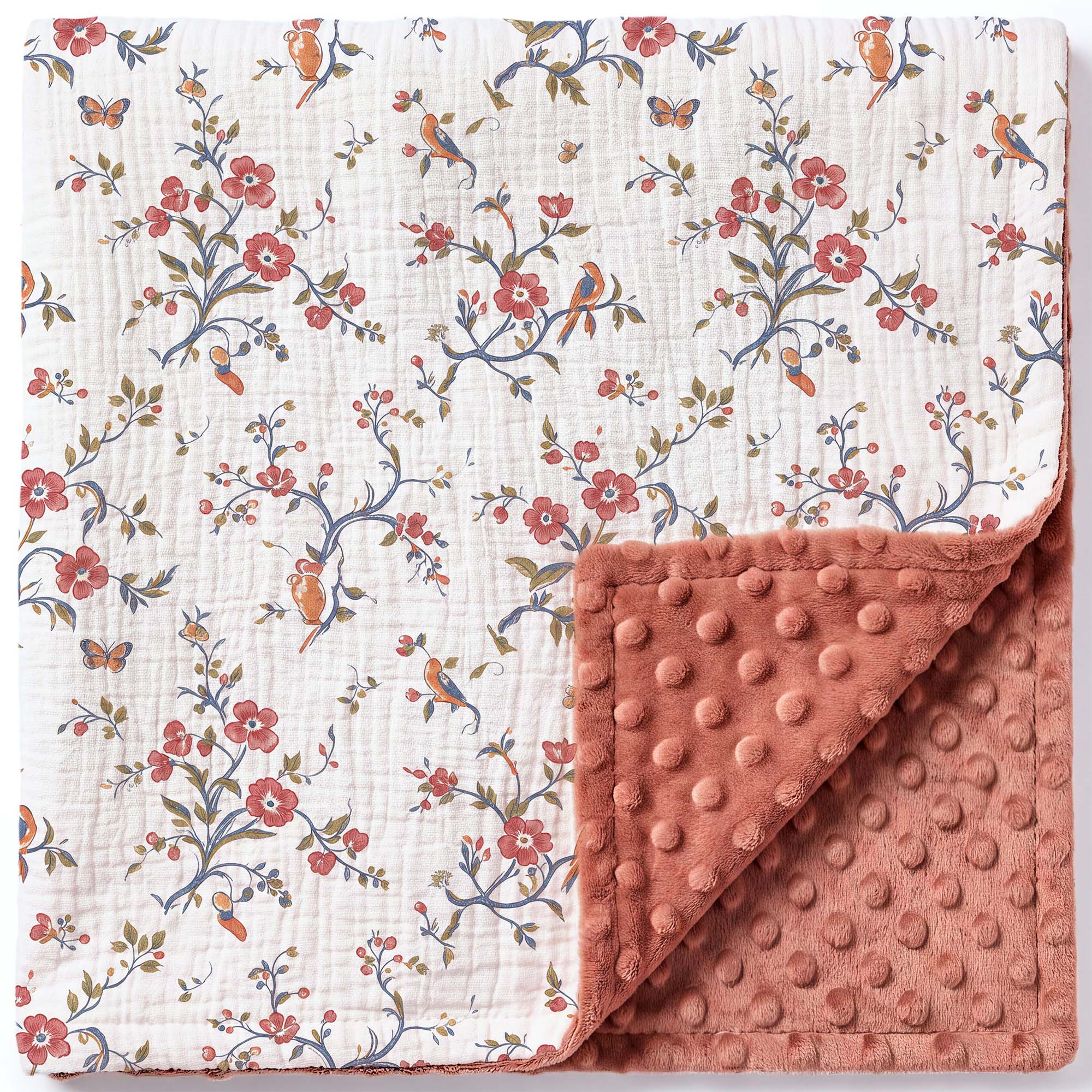 Mémé's Vintage Tablecloth | Muslin and Fleece Plush Dot Blanket | 30''*40''