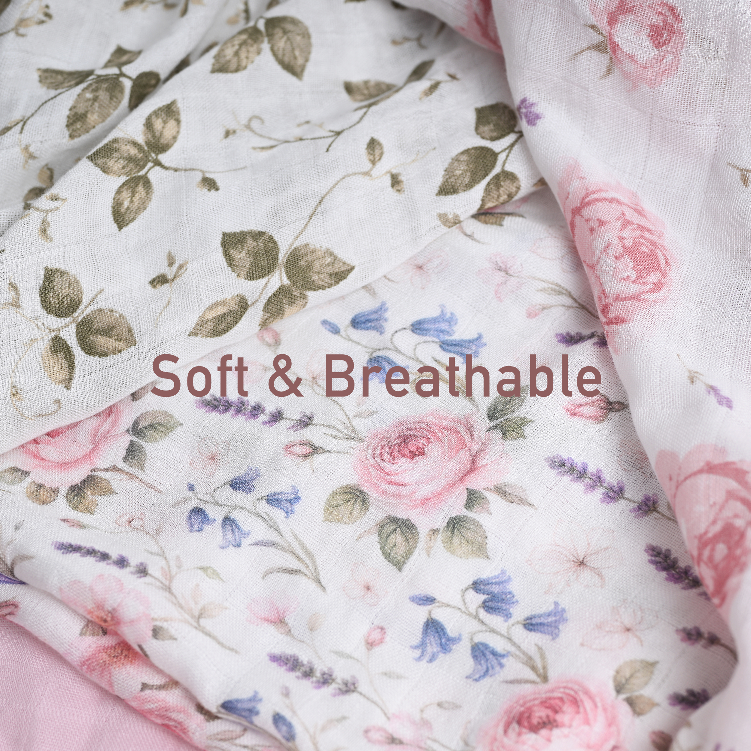 Muslin Swaddle Blankets 4-Pack | 35"x40" | Blush Rose Manor