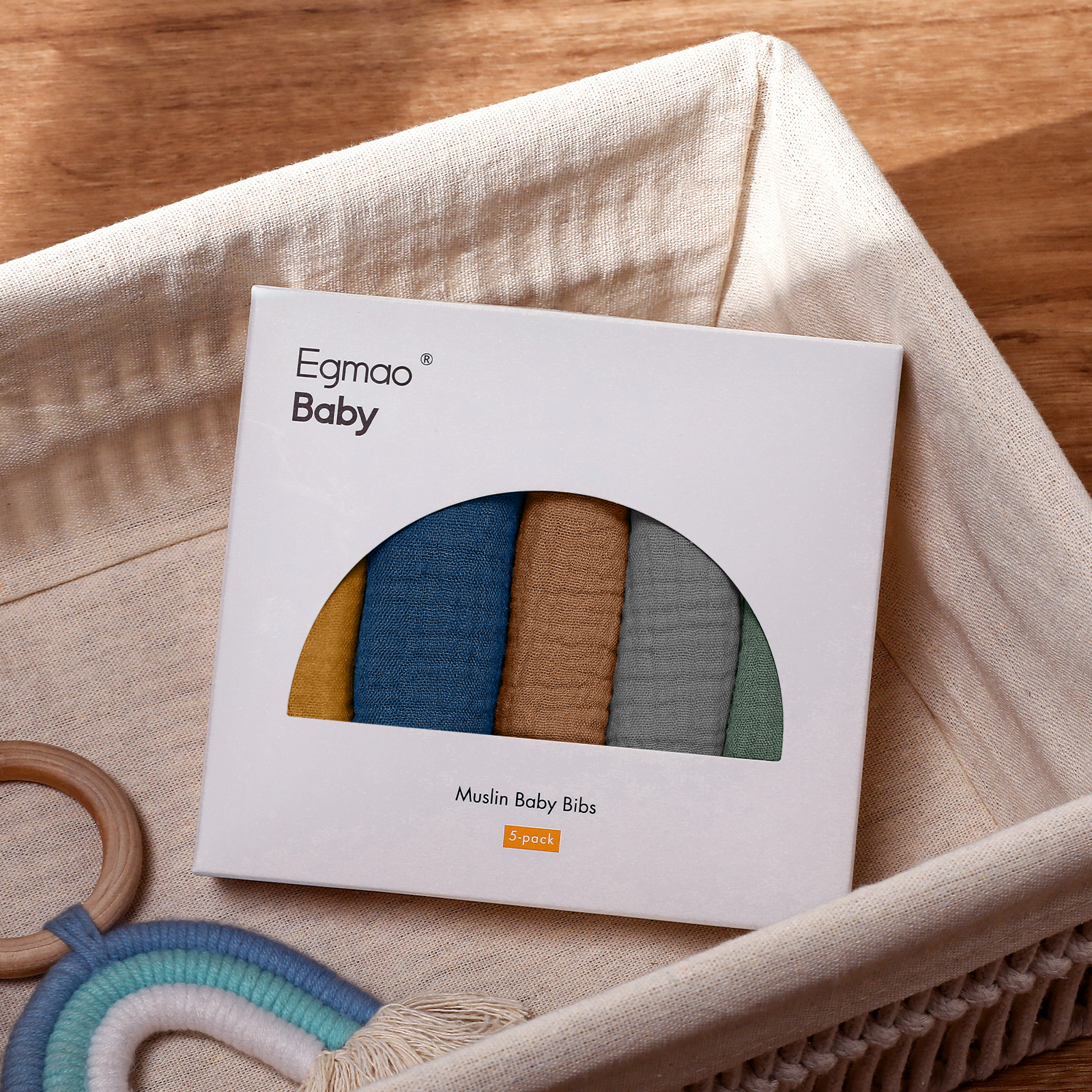 Natural | baby muslin bibs 5 pack | 0-36 months
