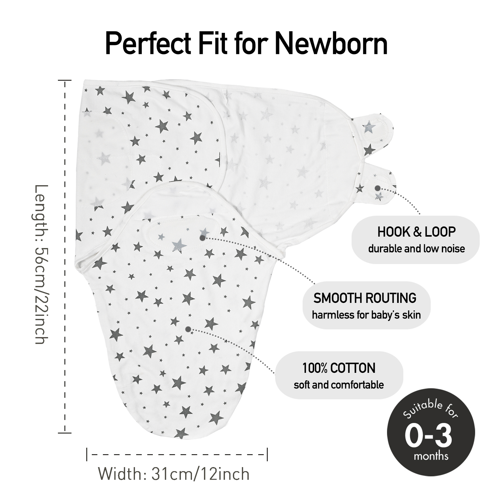 Little Star | Gllquen baby Swaddle 0-3 Months 3 Pack