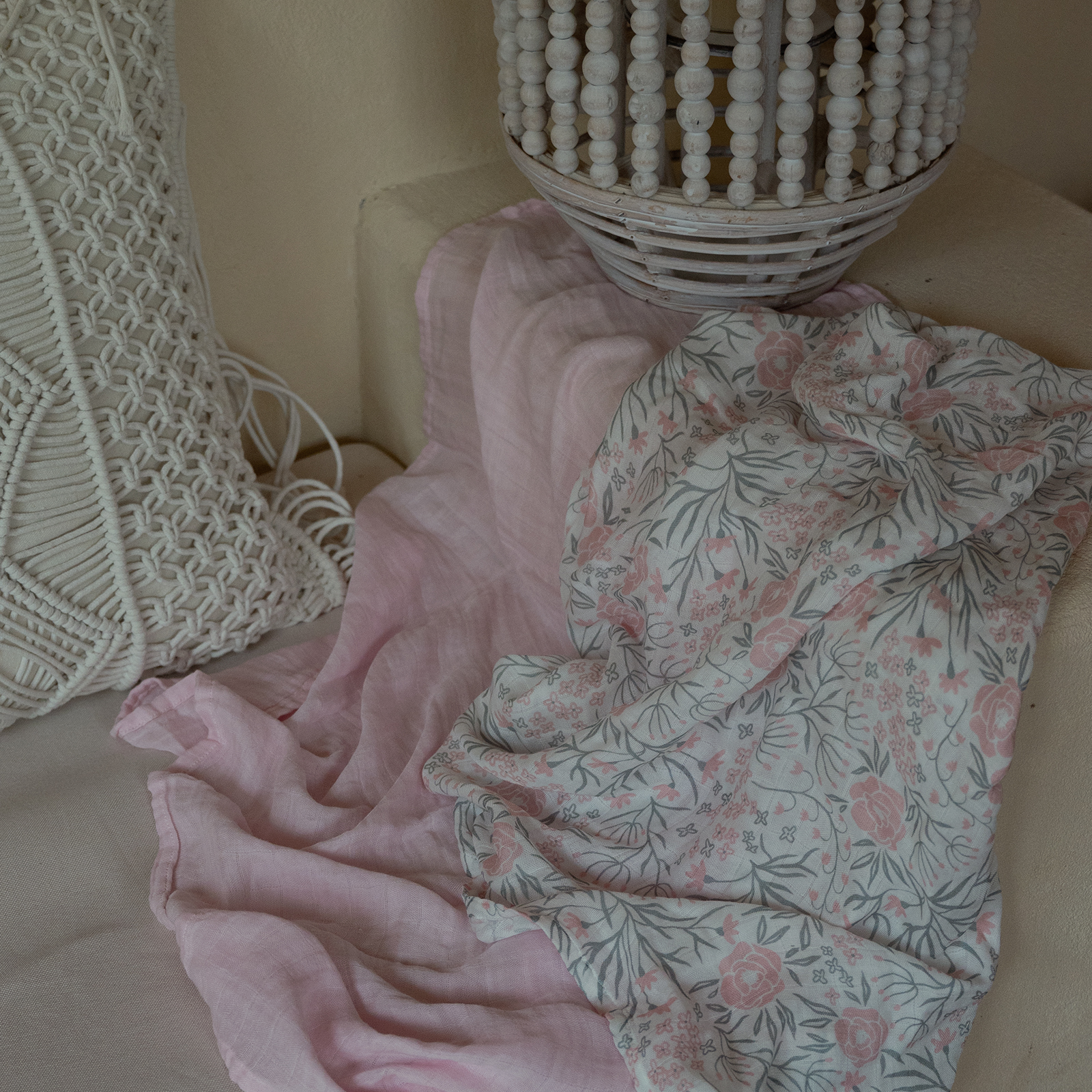 Muslin Swaddle Blankets 6-Pack, 27 X 27" - Rugosa Rose