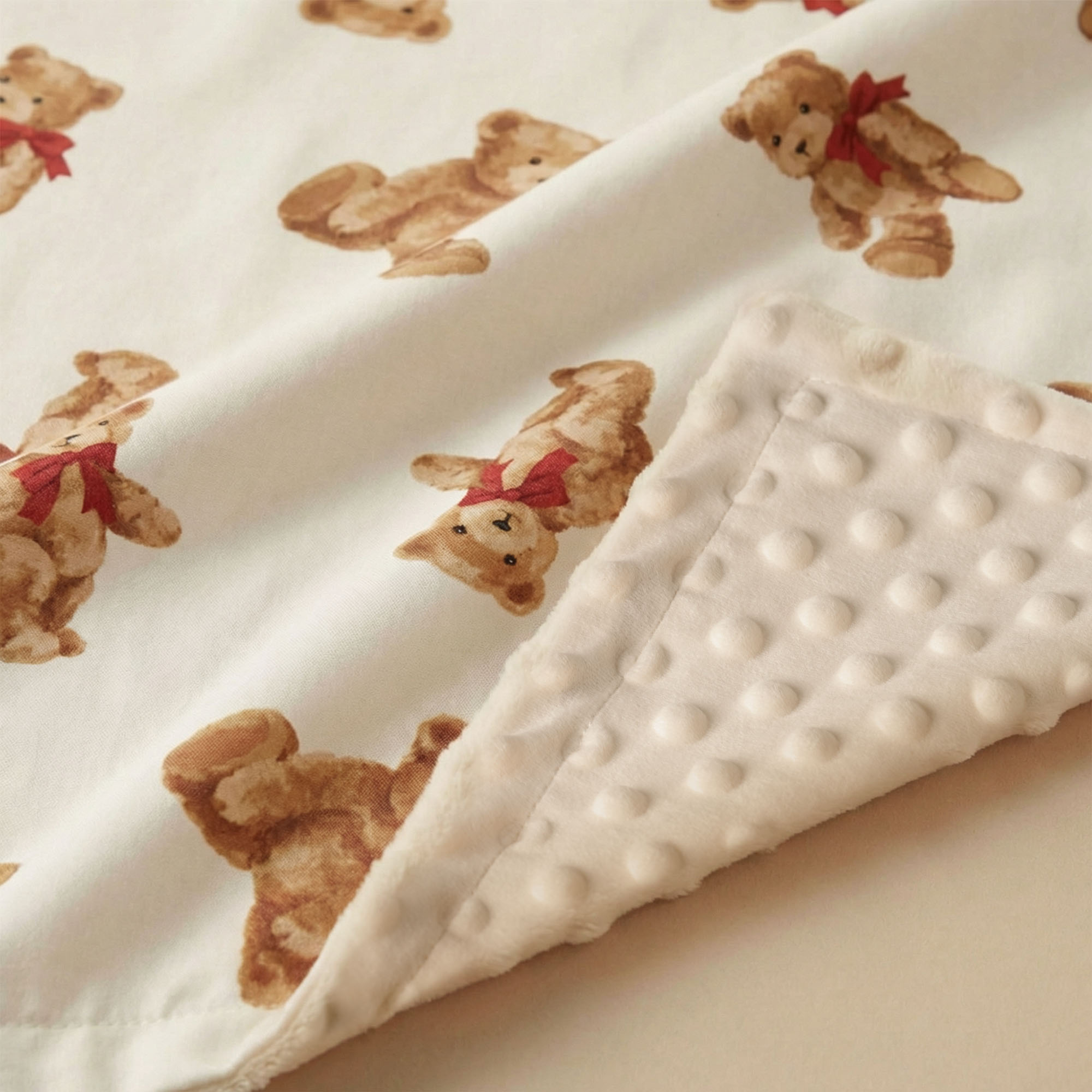 Creamy Brown Teddy | Fleece Plush Dot Blanket | 30''*40''