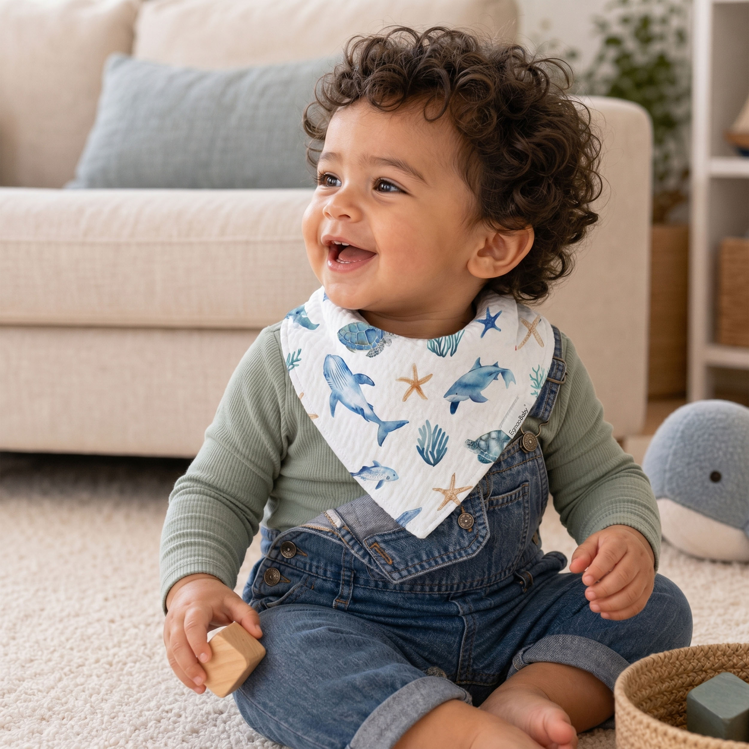 Ocean Breeze Sail | Soft & Absorbent Muslin Bandana Bibs 10 Pack