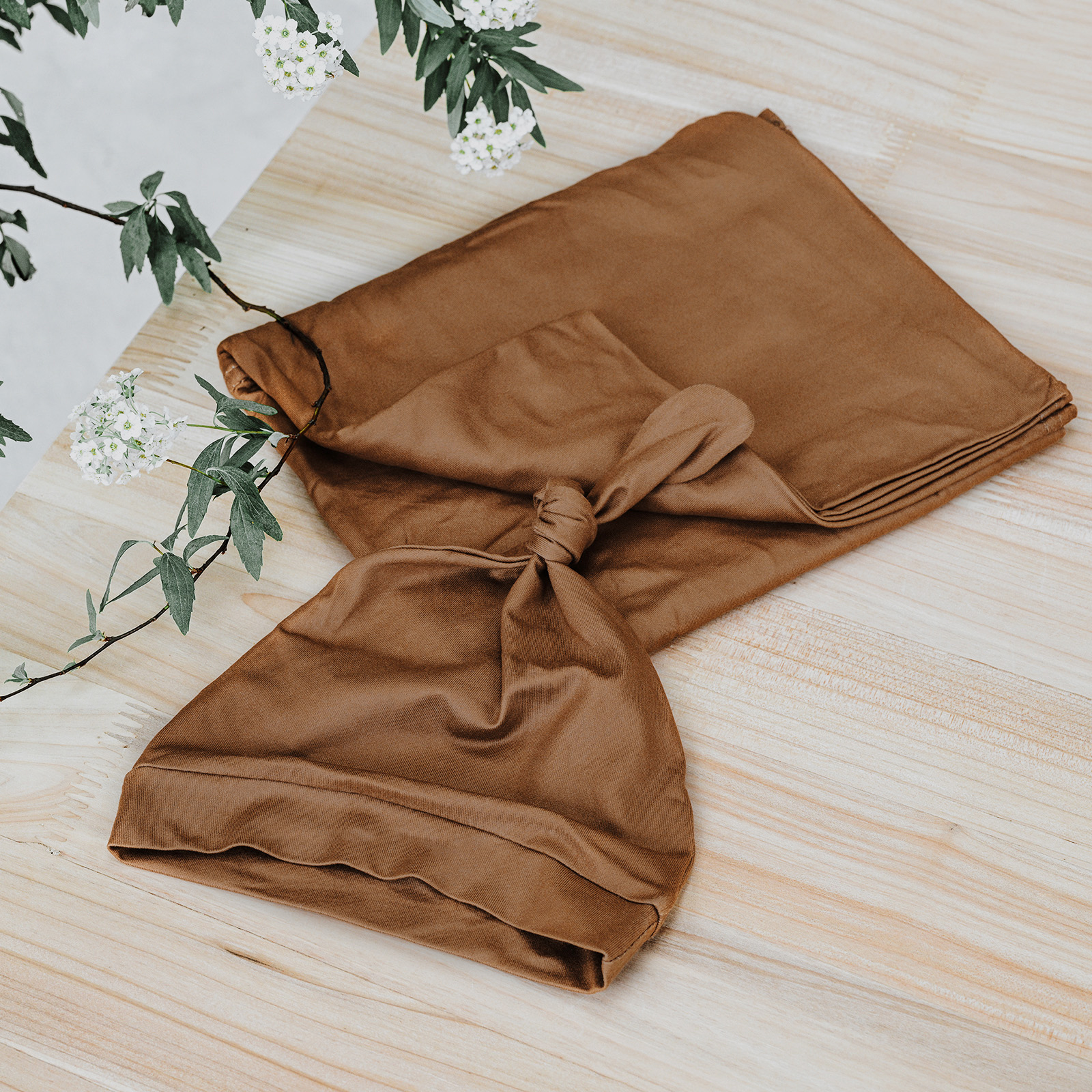 Coffee | Baby Swaddle and Hat Set | 33.5*43inch