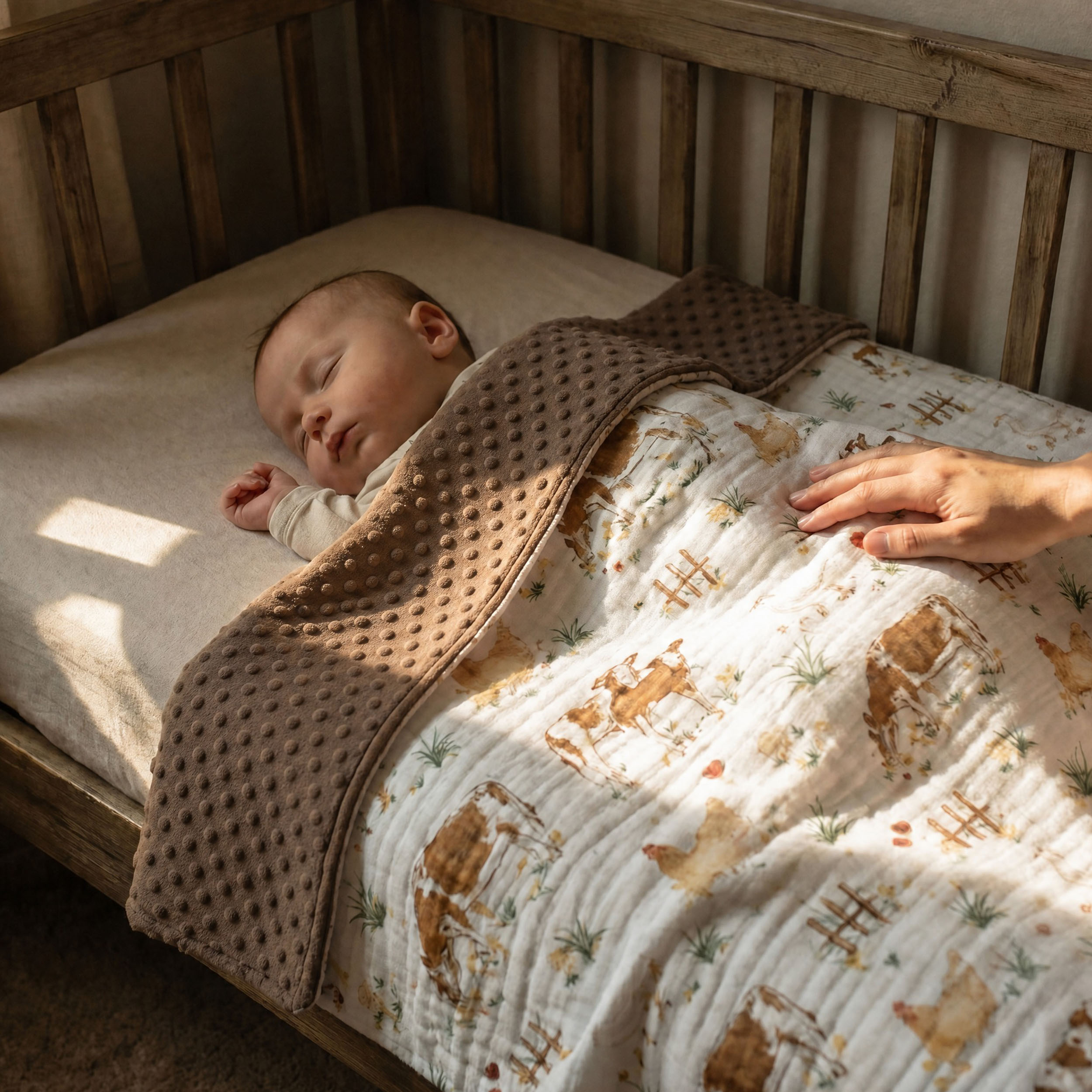 Country Farm | Muslin and Fleece Plush Dot Blanket | 30''*40''