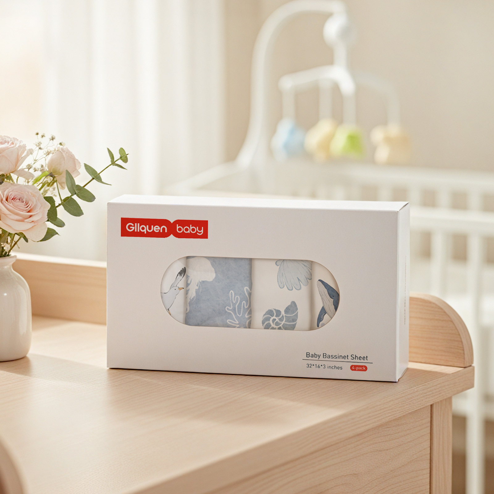 Ocean Wander | Soft Microfiber Fitted Change Pad Cover & Bassinet Sheets 4 Pack | 16''*32''