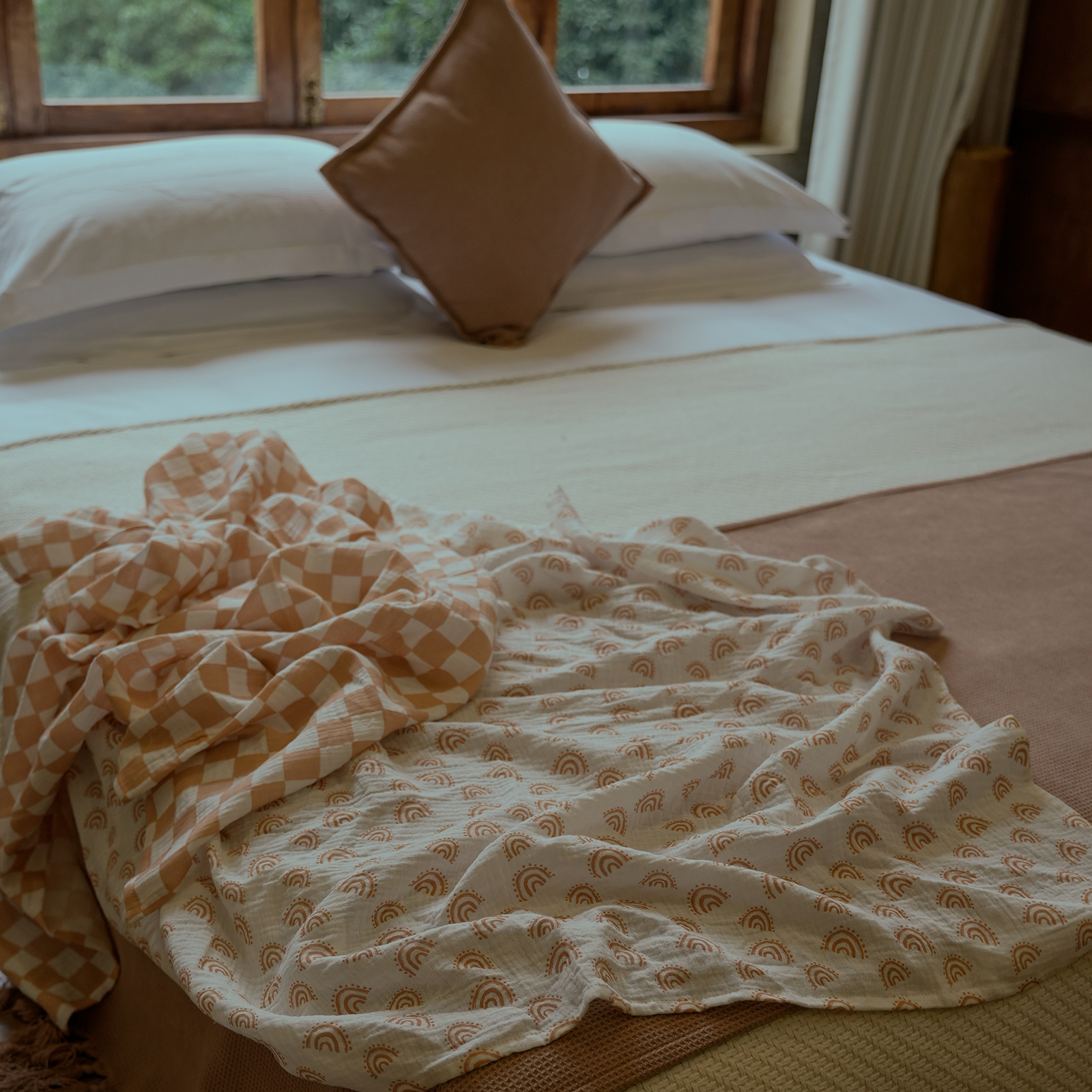 Muslin Swaddle Blankets 3-Pack, 38"x40" - Glorious Rainbow