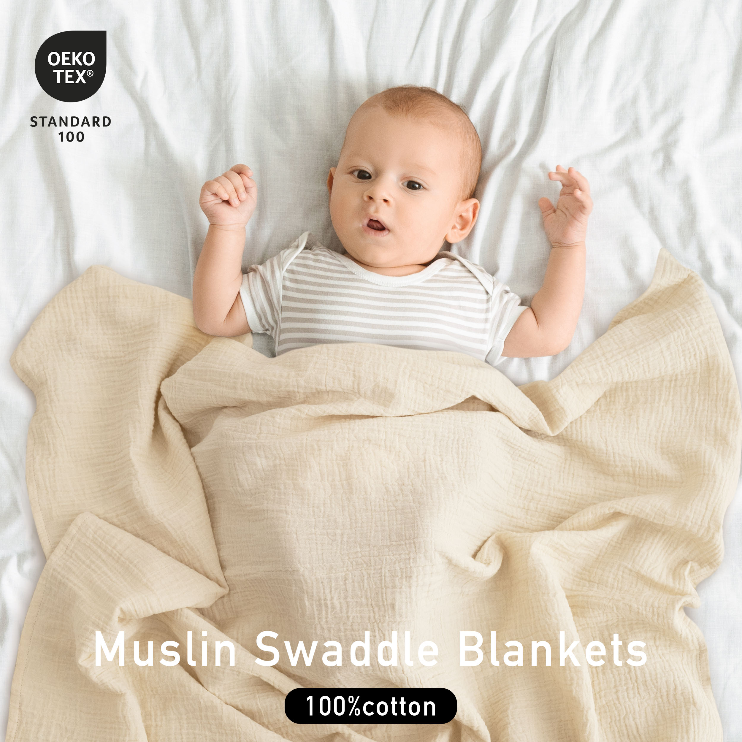 Muslin Swaddle Blankets 4-Pack | 38"x40" | Nature's Color Palette
