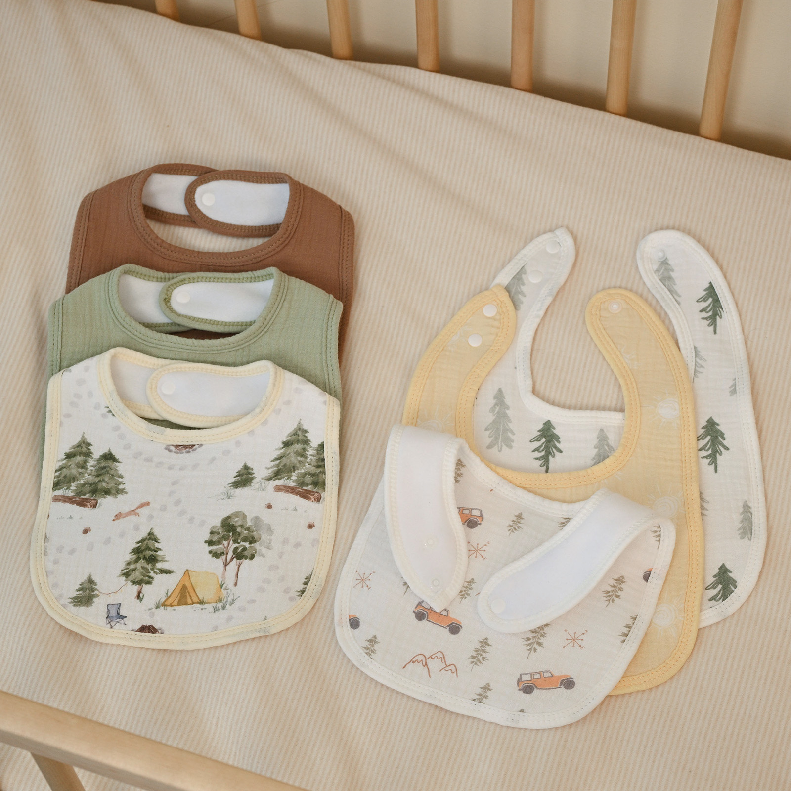 Cross-country Adventure | baby muslin bibs 6 pack | 0-36 months