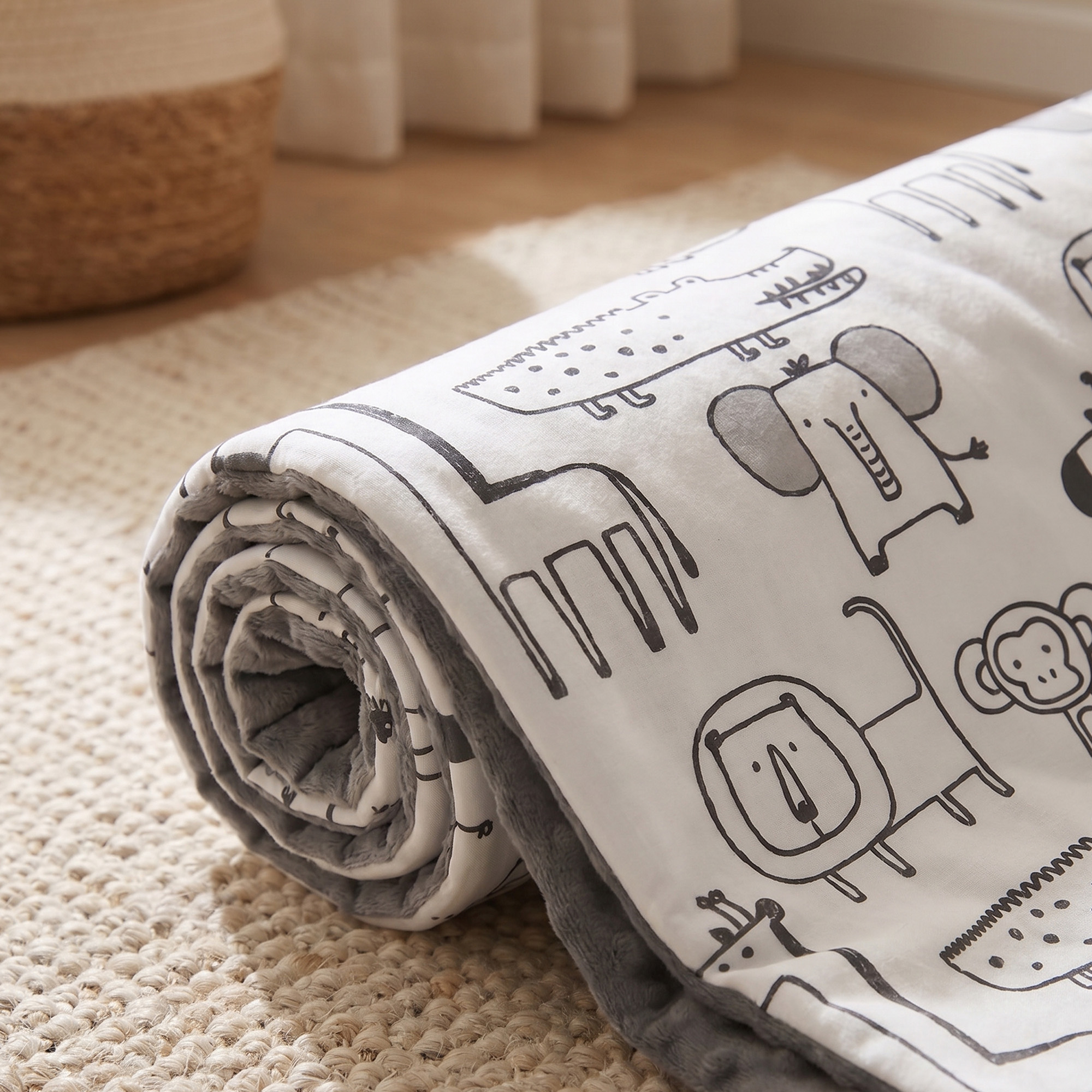 Gray Jungle Animals | Fleece Plush Dot Blanket | 30''*40''