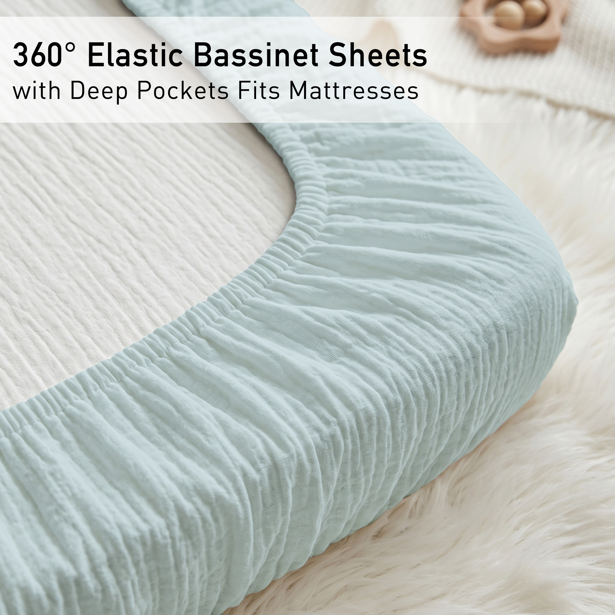 Blue Sea Serenity | Muslin Bassinet Sheet 2-Pack | 33''*20''