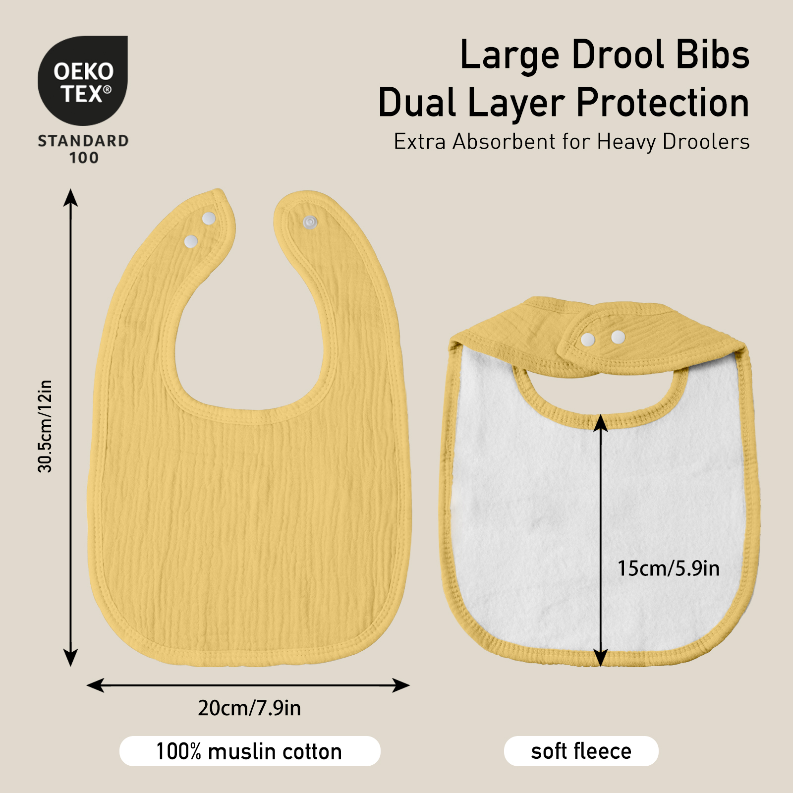 Vitality | baby muslin bibs 8 pack | 0-36 months