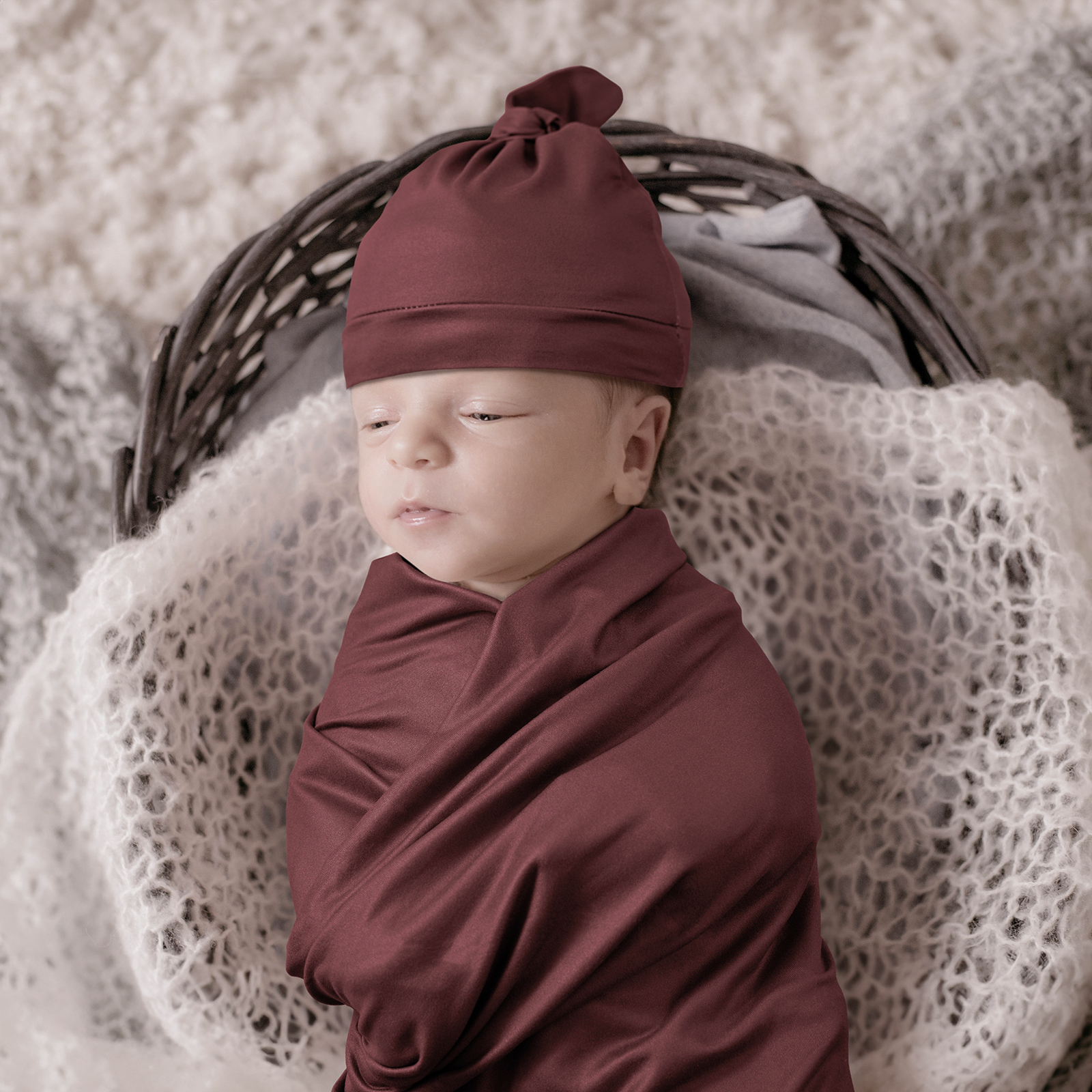 Merlot | Baby Swaddle and Hat Set | 33.5*43inch