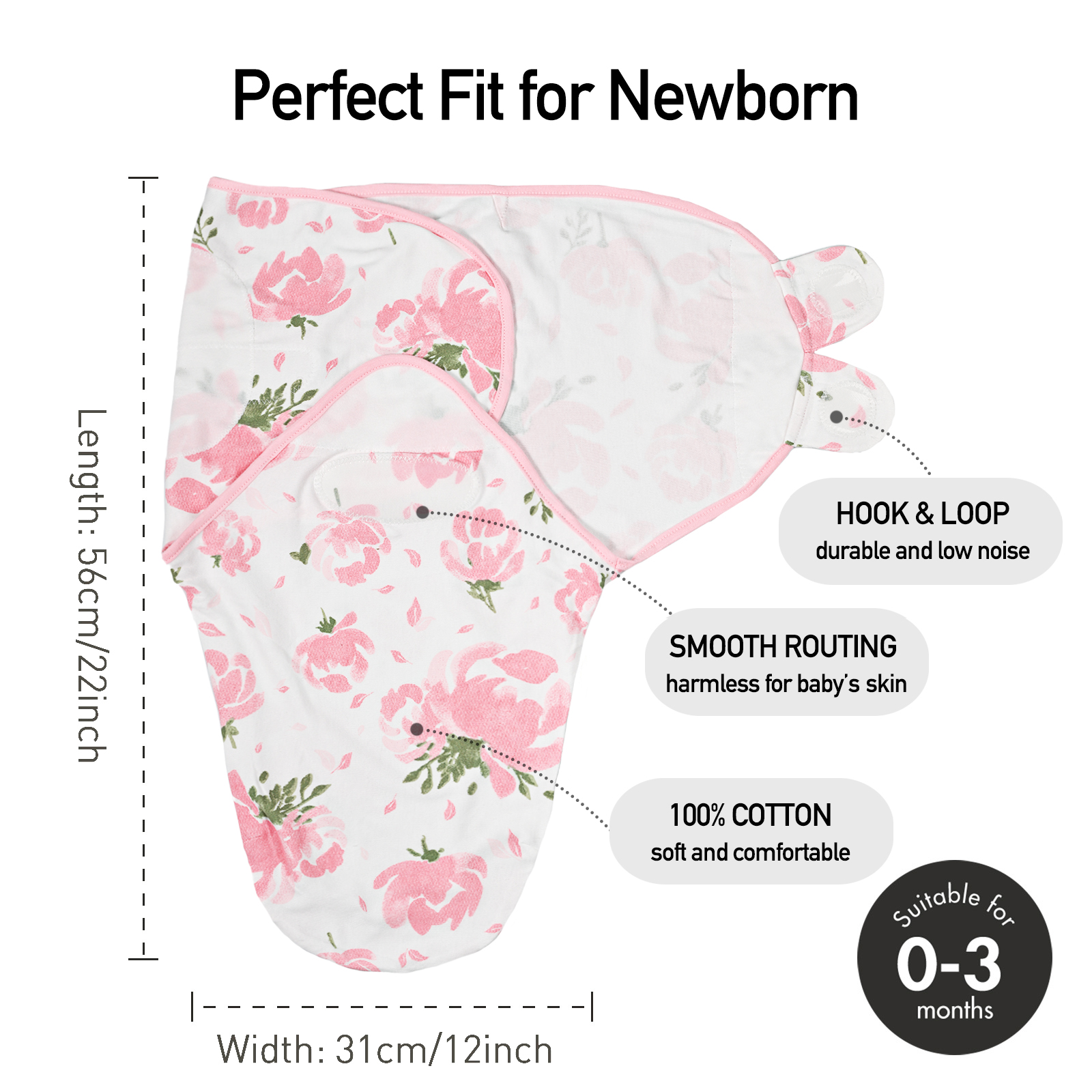 Flora Bloom | Gllquen baby Swaddle 0-3 Months 3 Pack