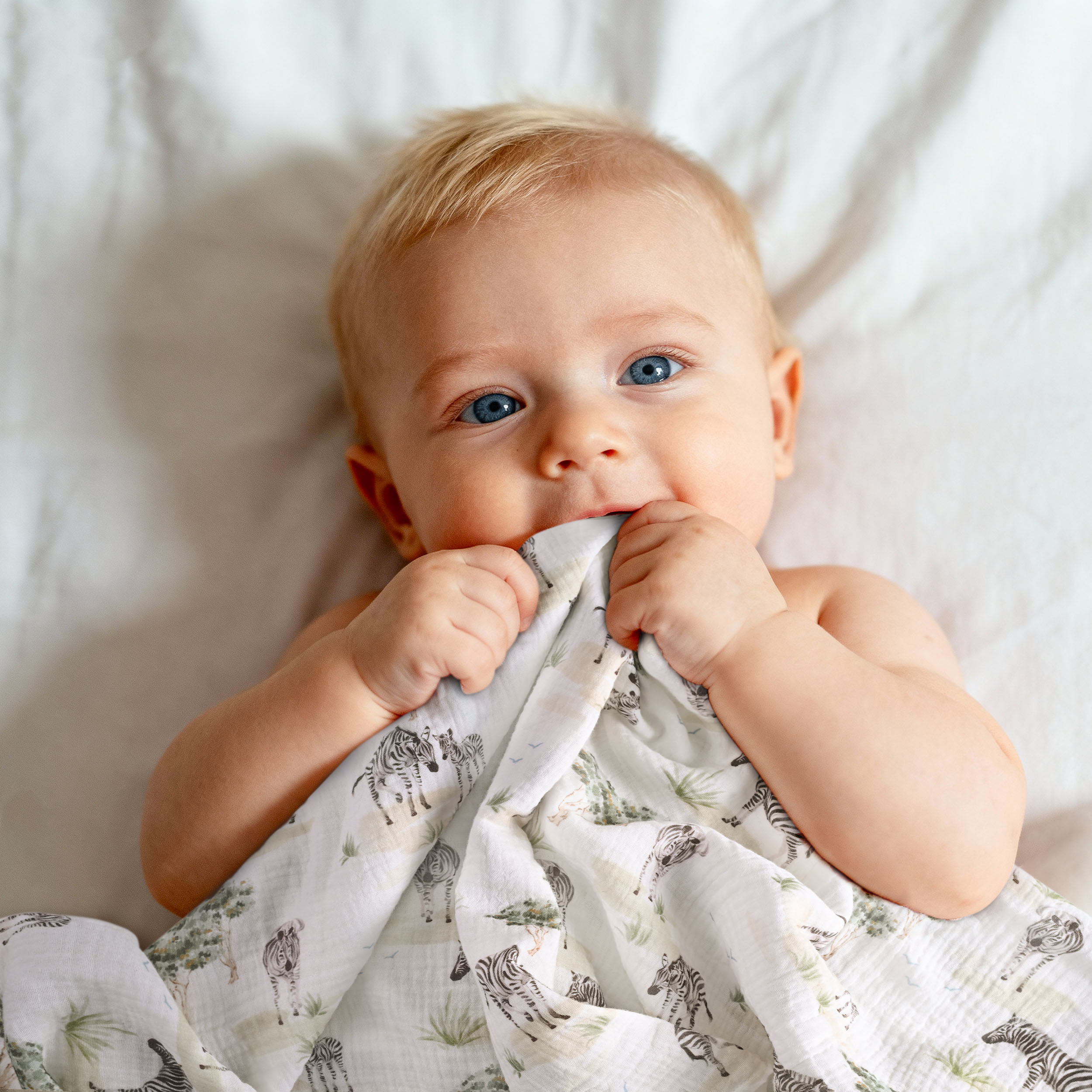 Muslin Swaddle Blankets 3-Pack | 38"x40" | Safari Whisper