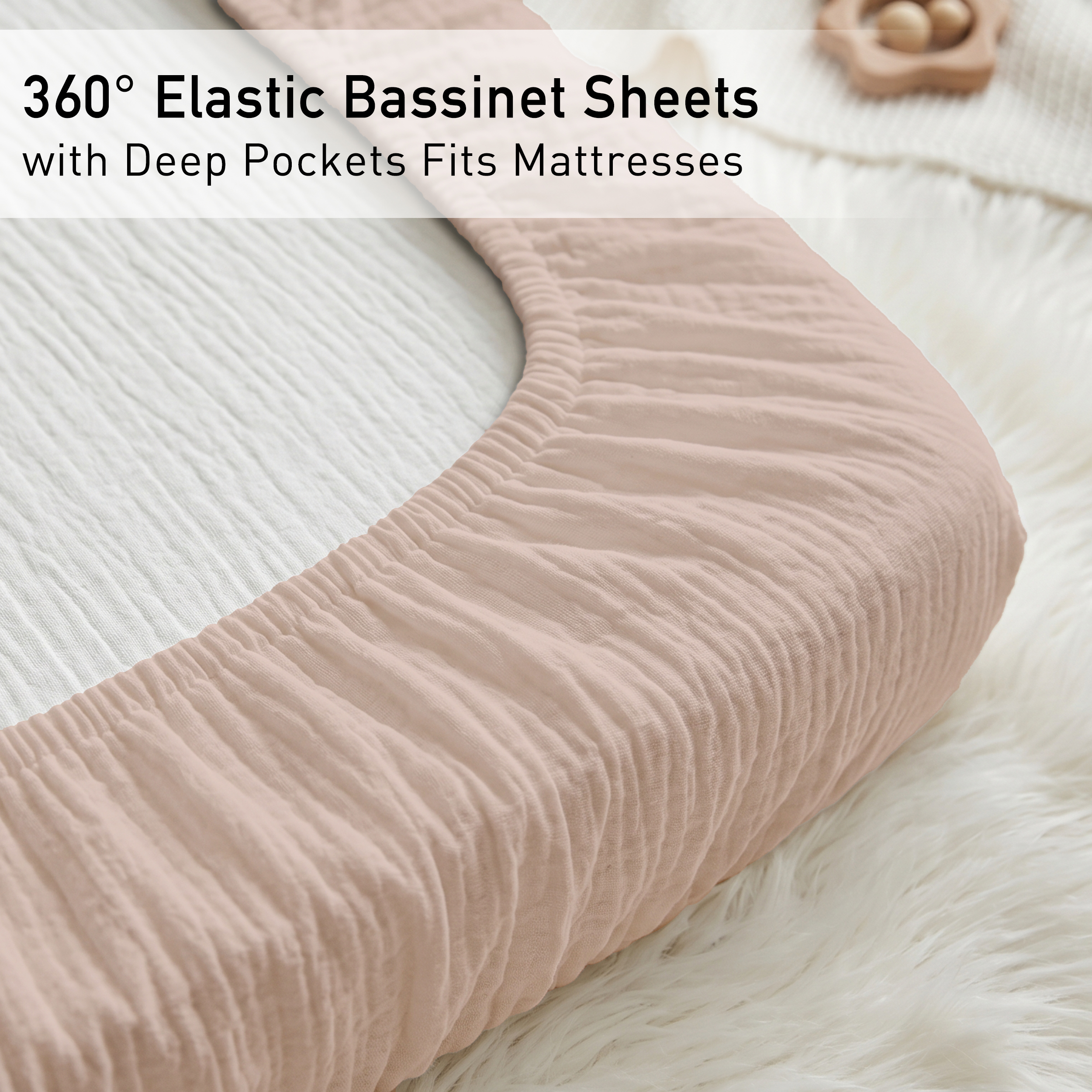 Elegant Rose Oat | Muslin Bassinet Sheet 2-Pack | 33''*20''