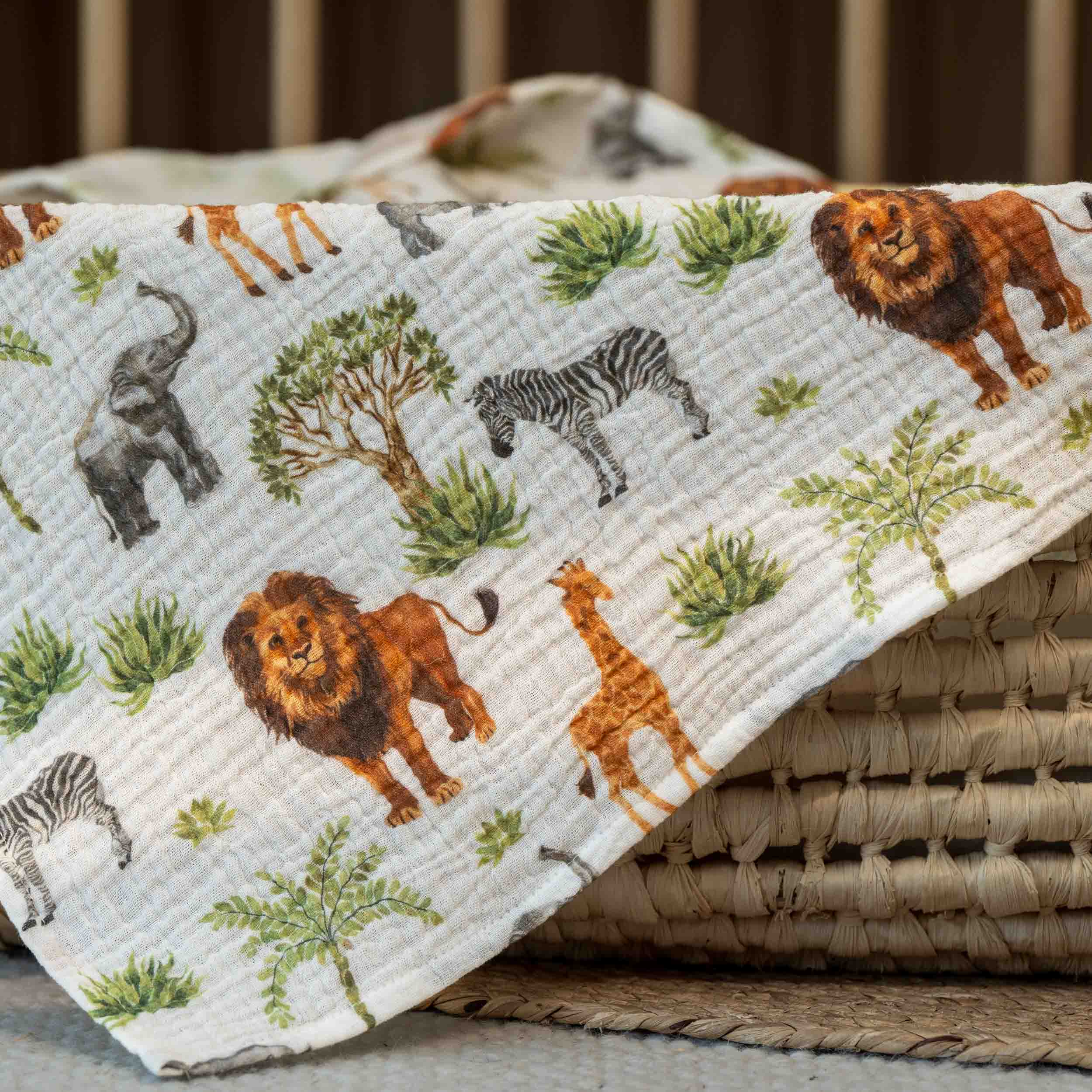 Muslin Swaddle Blankets 2-Pack | 38"x40" | Tropical Africa