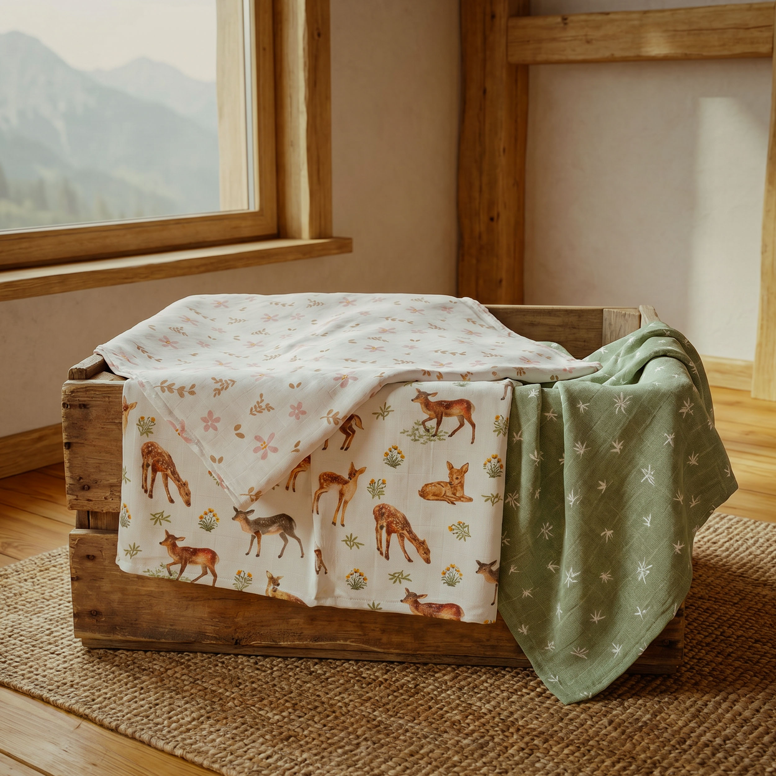 Muslin Swaddle Blankets 6-Pack | 27x27" | Fawn & Wildflowers