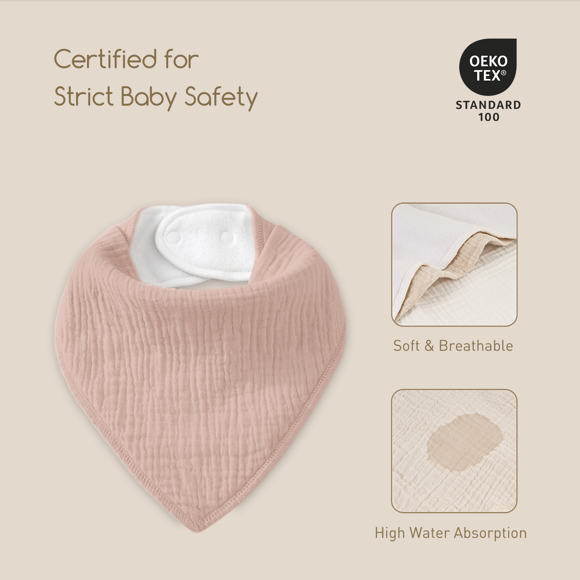 Lavender Deer and Moon | Soft & Absorbent Muslin Bandana Bibs 8 Pack