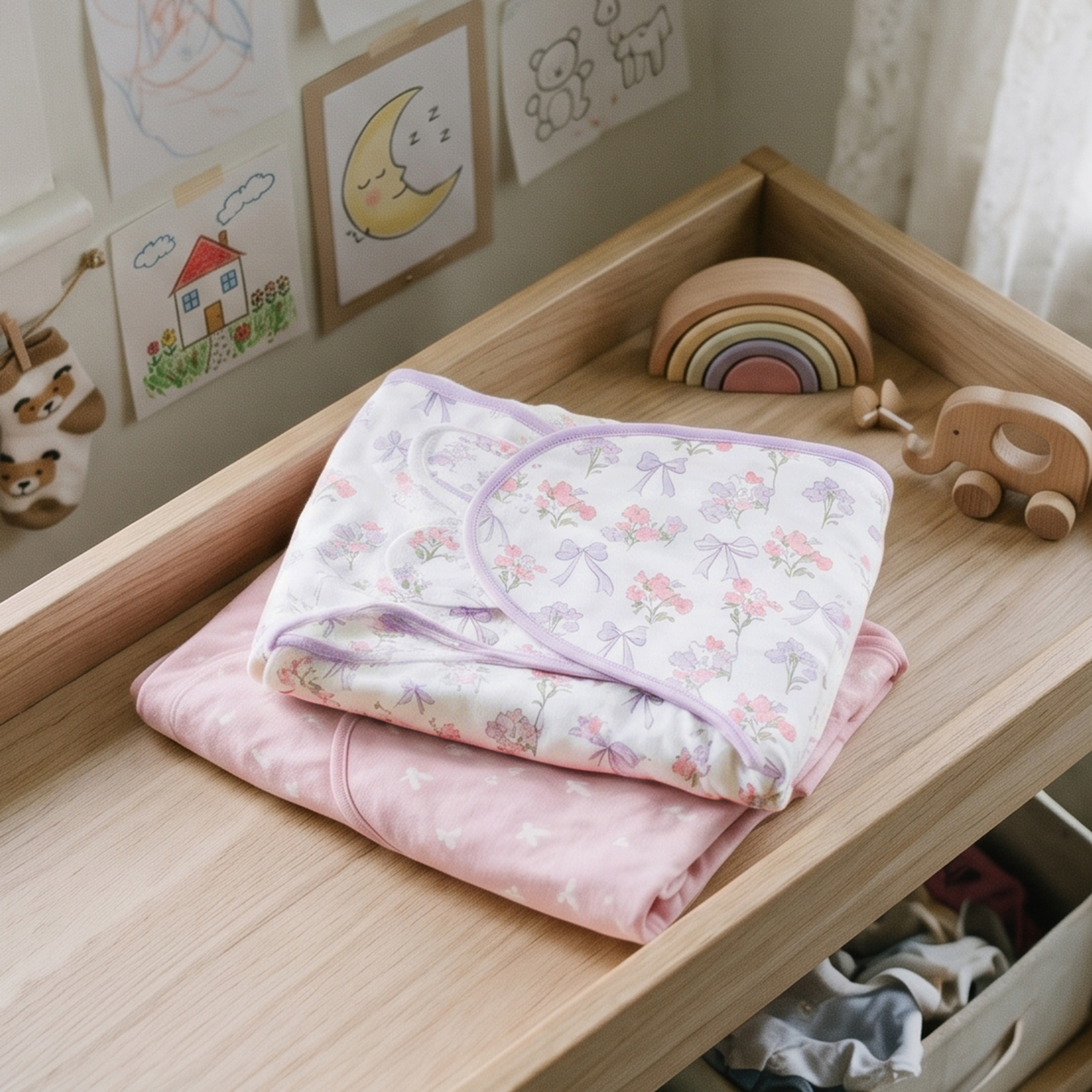 Lilac Bow & Butterfly | Baby Swaddle 2-Pack | 0-3 Months
