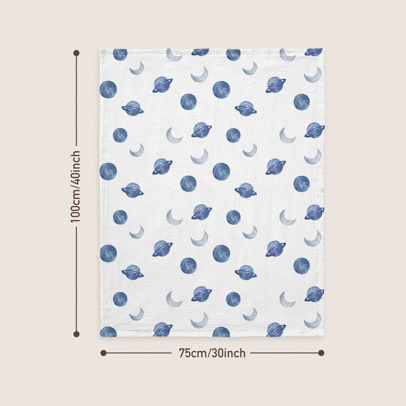 Space | Muslin and Fleece Plush Dot Blanket | 30''*40''