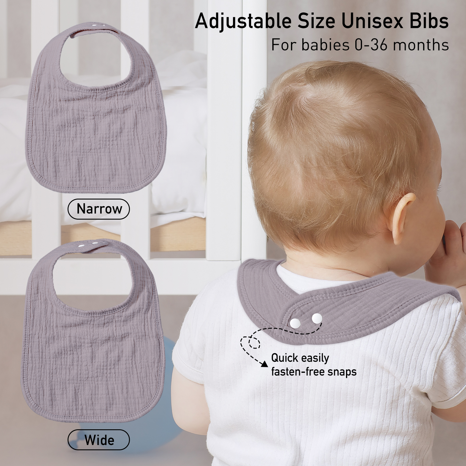 Dreamy Colors | baby muslin bibs 6 pack | 0-36 months