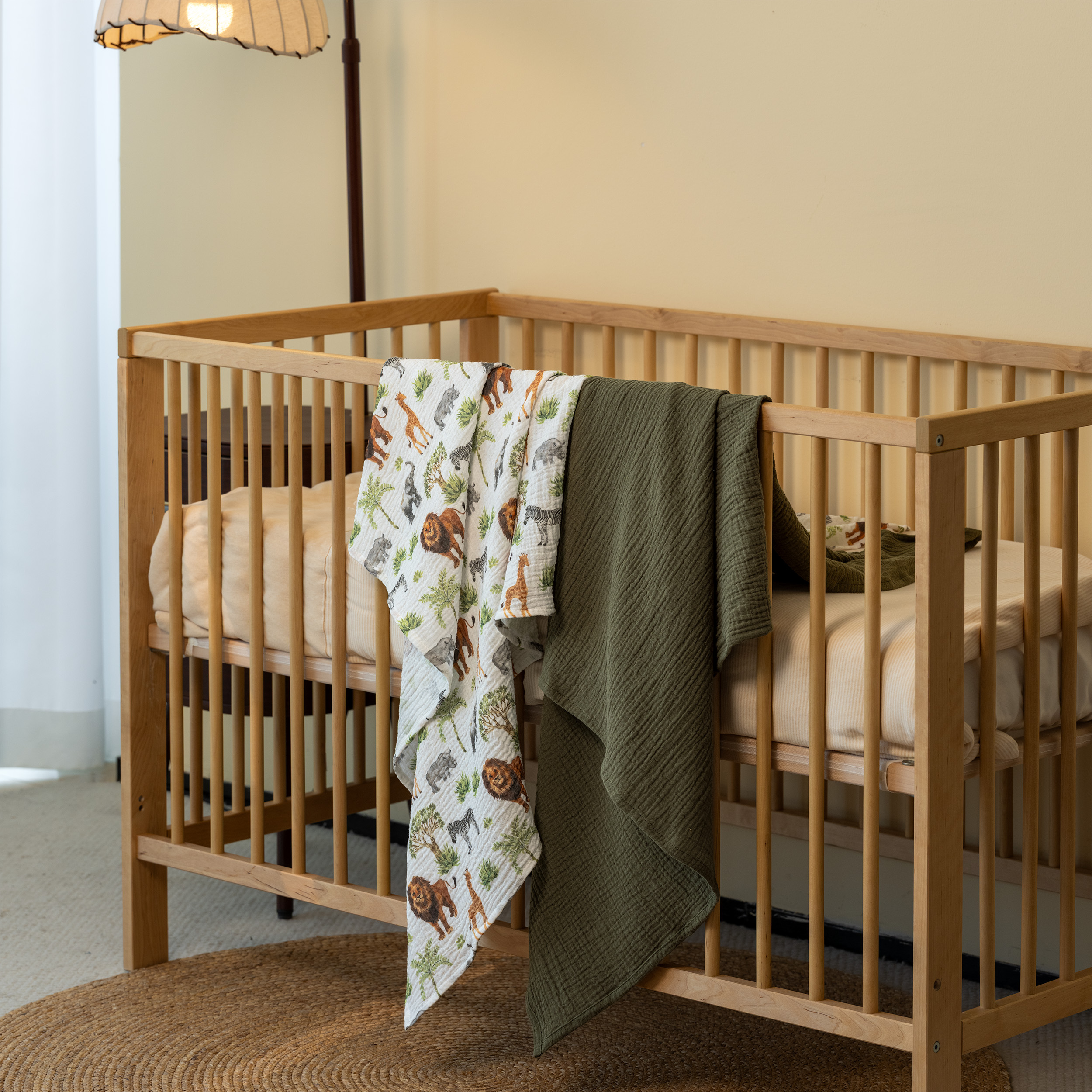 Muslin Swaddle Blankets 2-Pack | 38"x40" | Tropical Africa